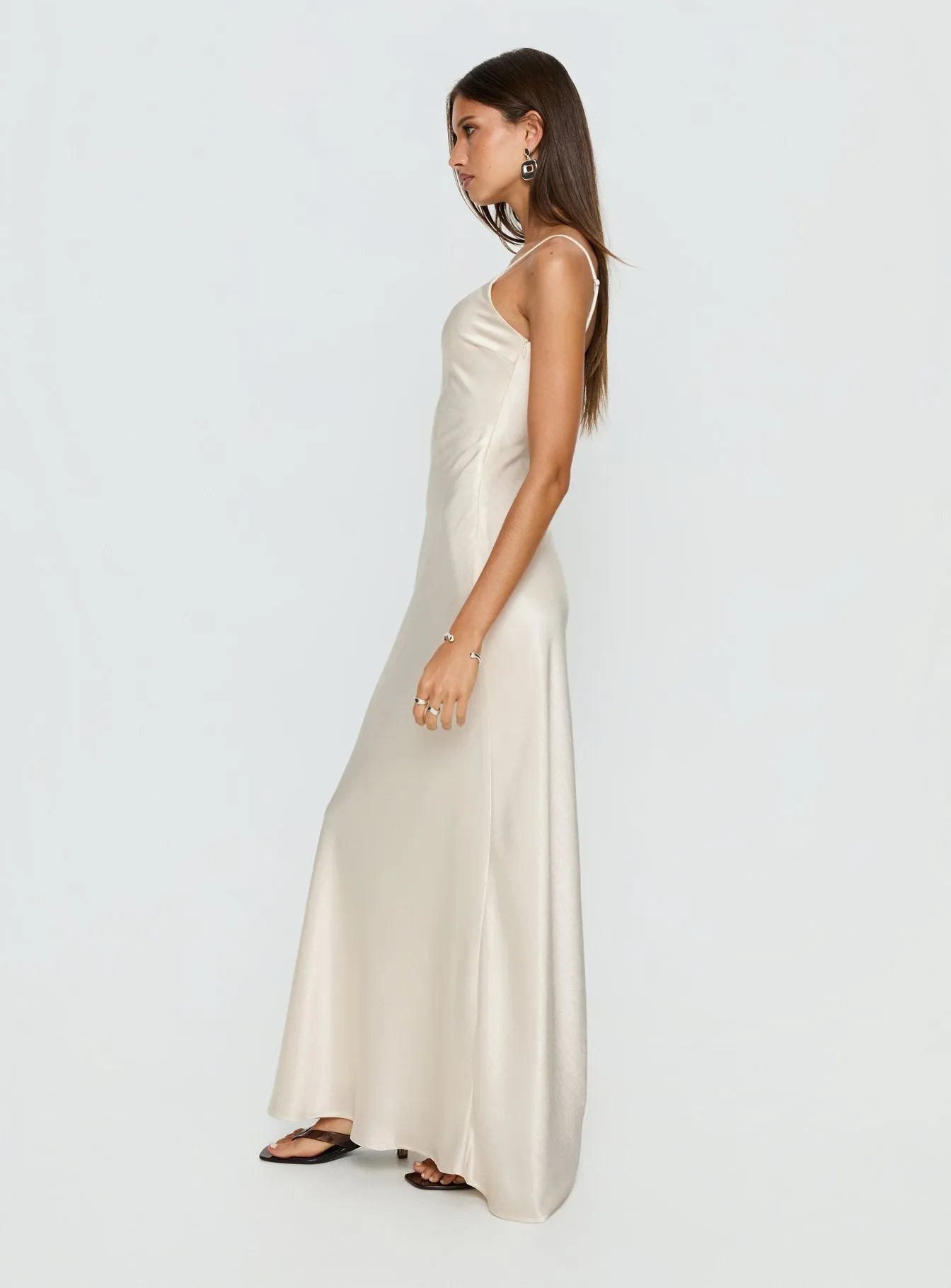 Miracles Scoop Satin Maxi Dress Champagne sold by Princess Polly product image thumbnail 4