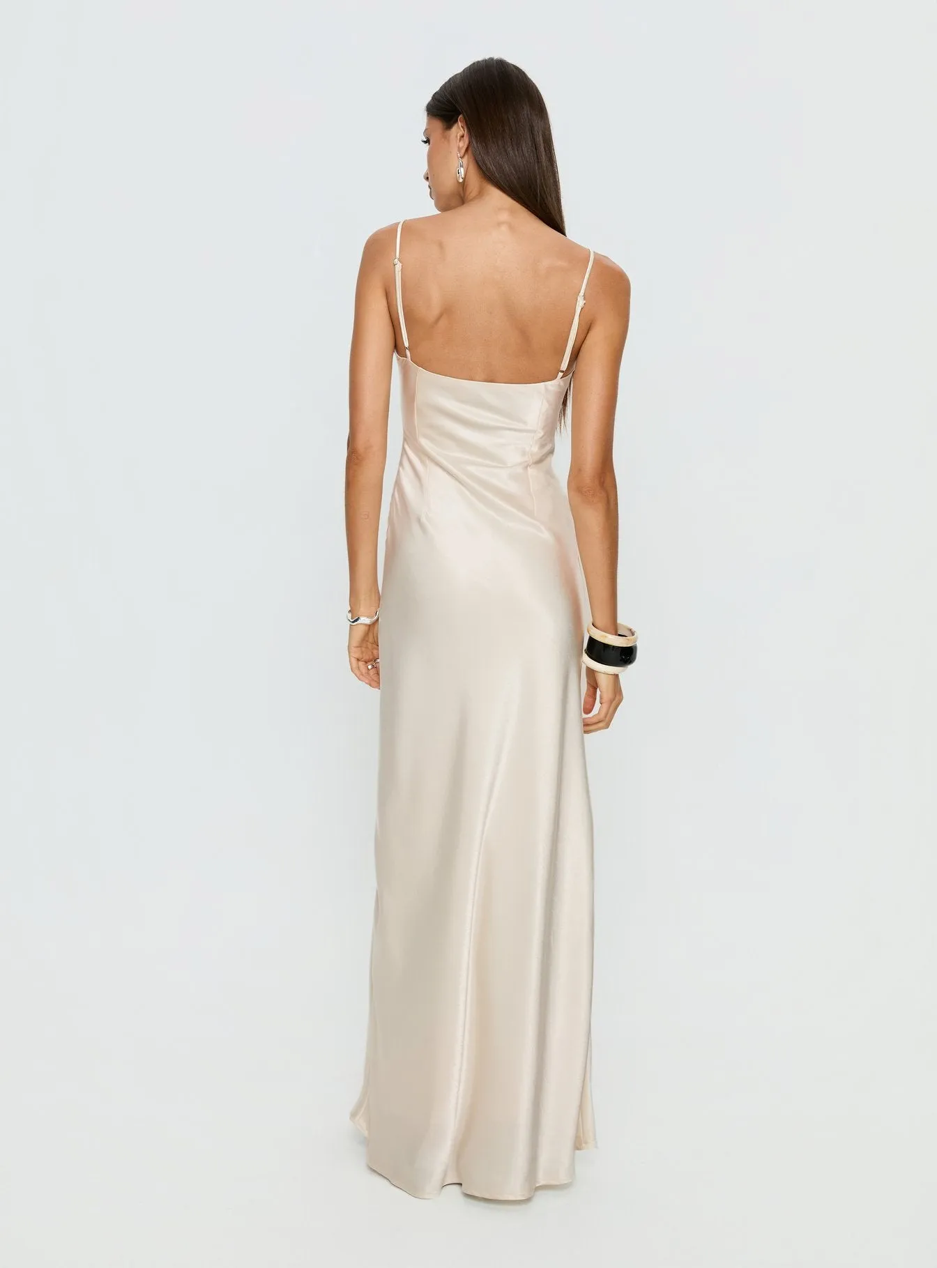 Miracles Scoop Satin Maxi Dress Champagne sold by Princess Polly product image thumbnail 5