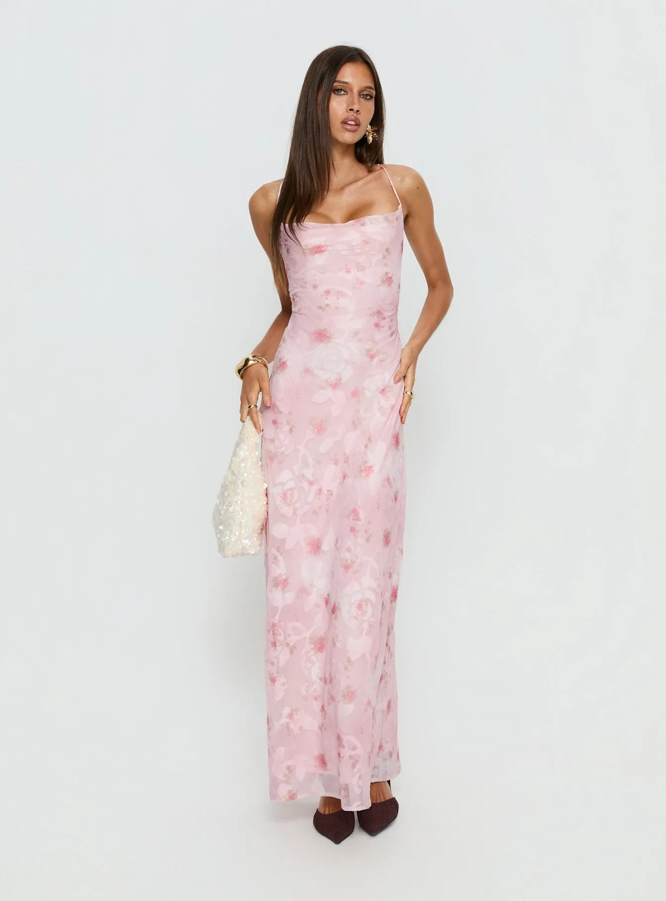 Celena Maxi Dress Pink Floral Burnout sold by Princess Polly product image thumbnail 3