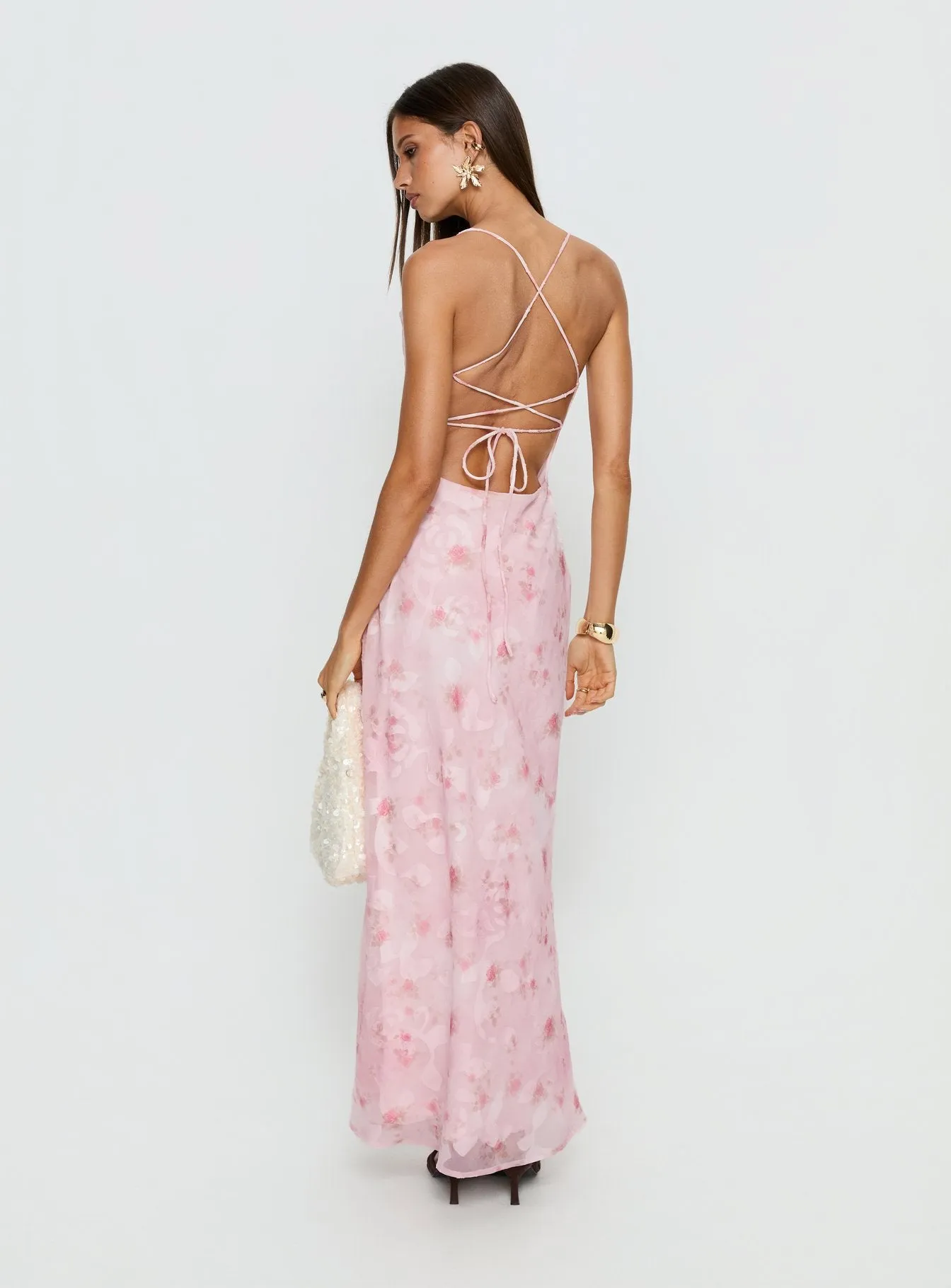 Celena Maxi Dress Pink Floral Burnout sold by Princess Polly product image thumbnail 5