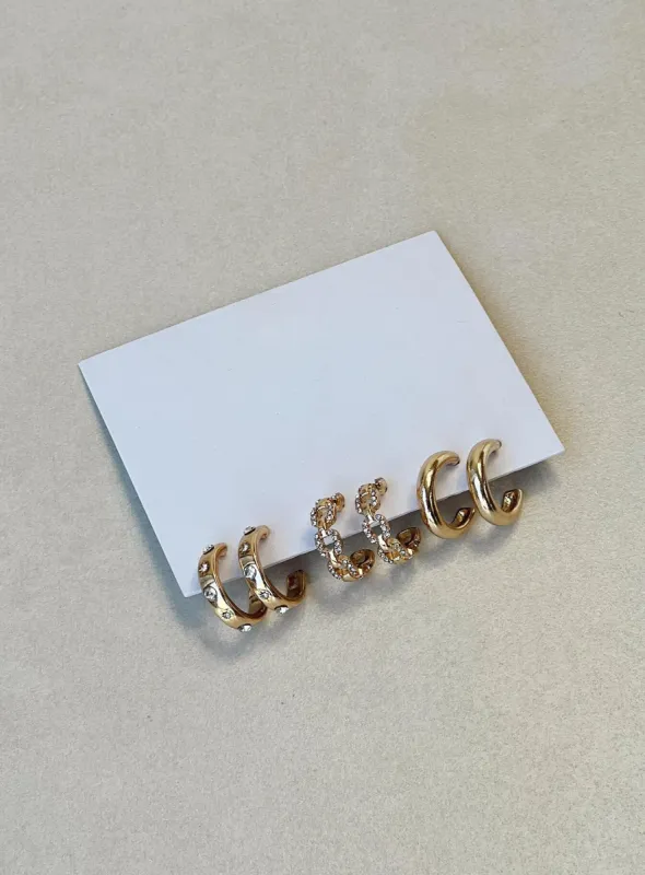 Marsher Earring Pack Gold sold by Princess Polly