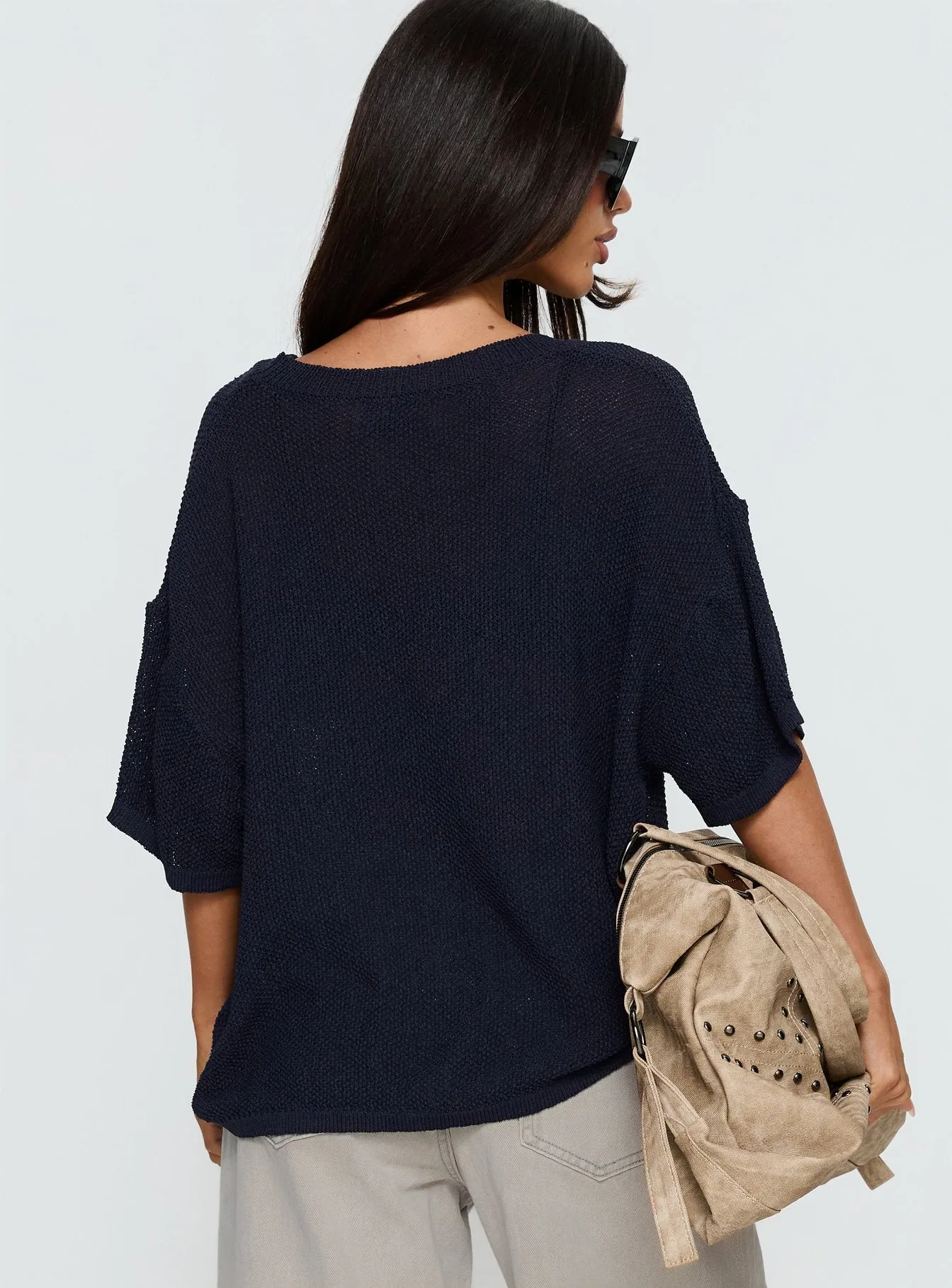 Seara Off Shoulder Knit Top Navy sold by Princess Polly product image thumbnail 4