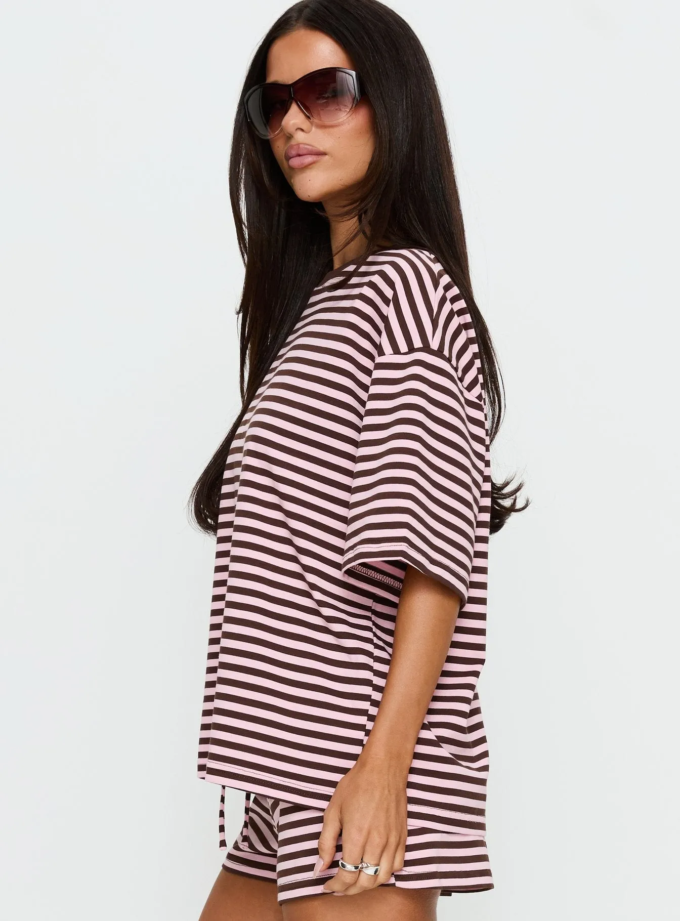 Settle Down Short Sleeve Top Pink / Brown Stripe sold by Princess Polly product image thumbnail 5