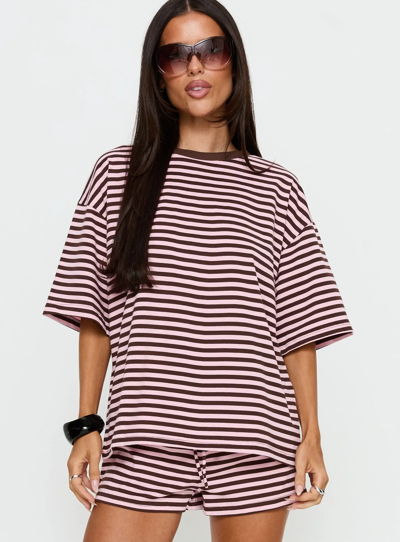 Settle Down Short Sleeve Top Pink / Brown Stripe sold by Princess Polly product image thumbnail 3