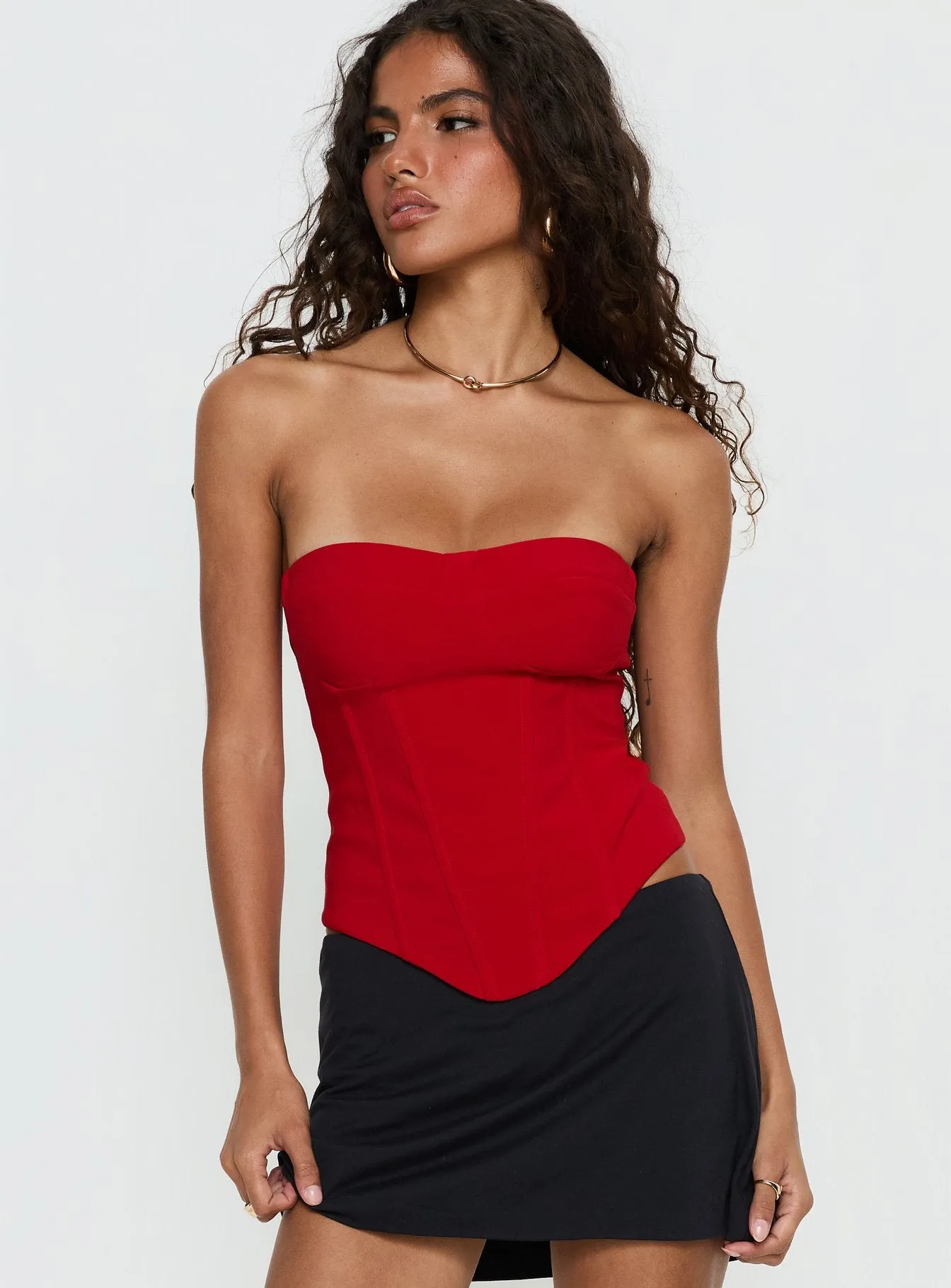 Chevon Strapless Corset Top Red sold by Princess Polly product image thumbnail 2