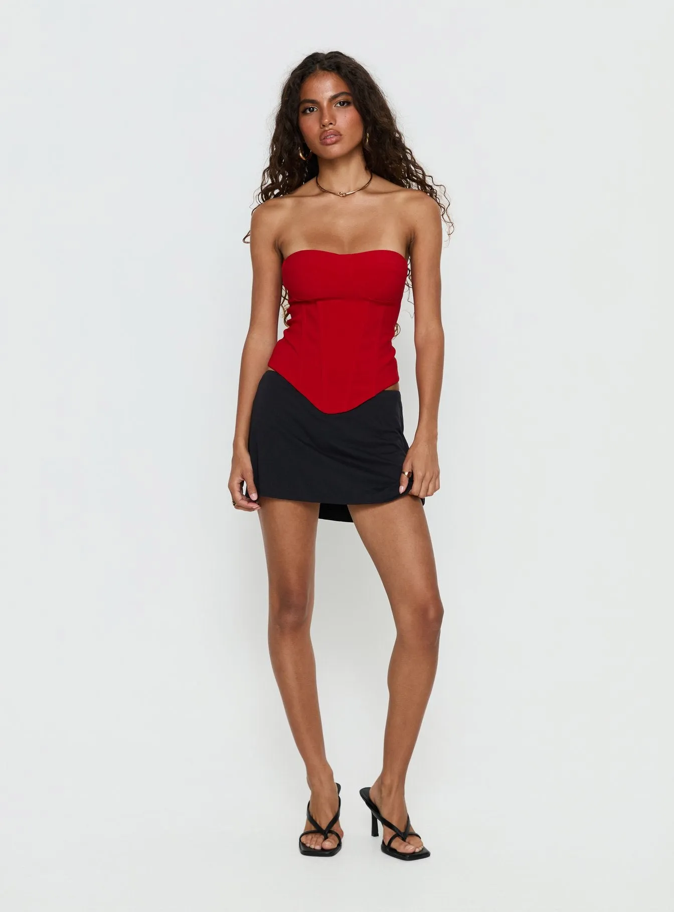 Chevon Strapless Corset Top Red sold by Princess Polly product image thumbnail 3