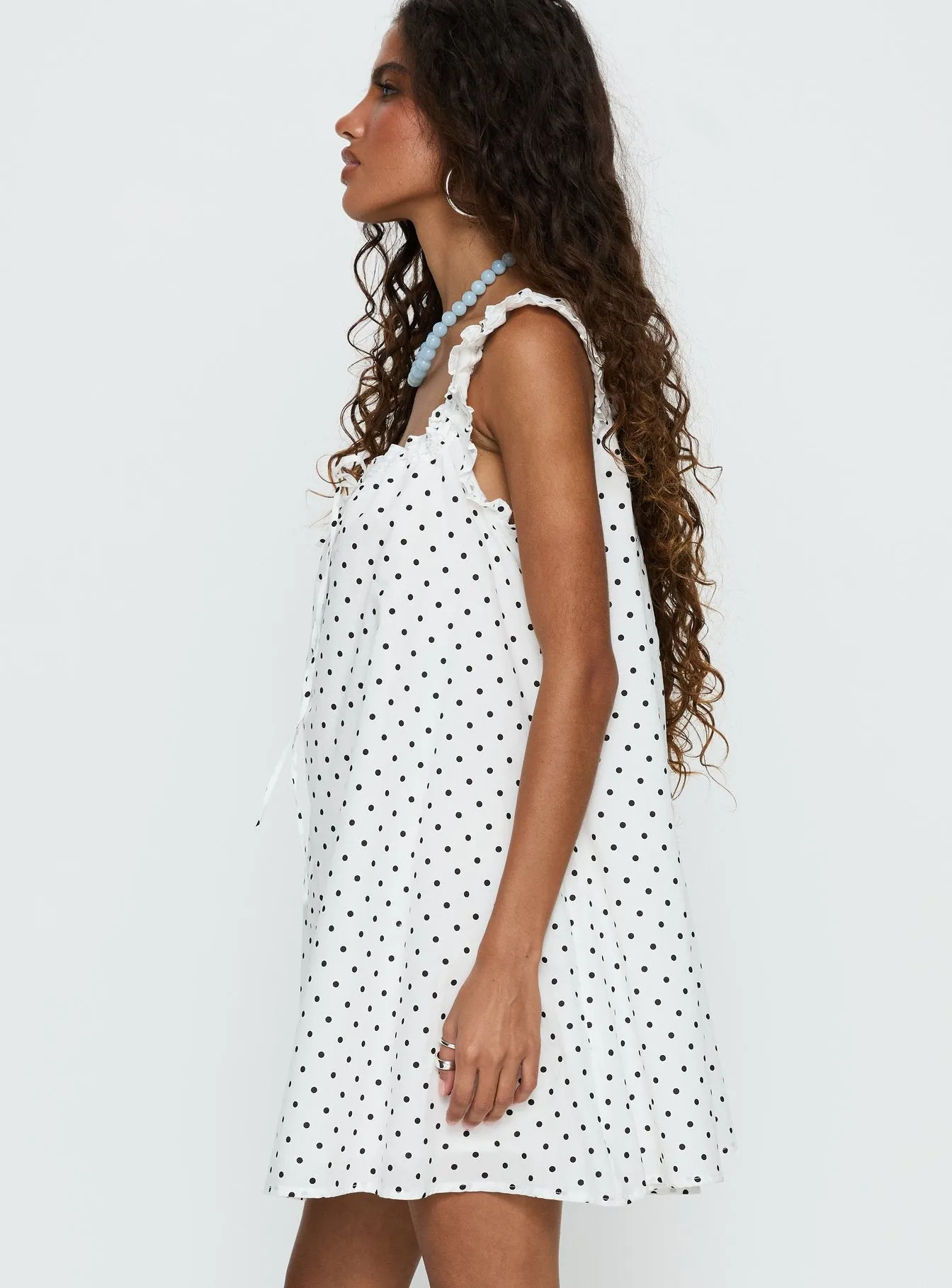 Swing Mini Dress White Polka Dot sold by Princess Polly product image thumbnail 4