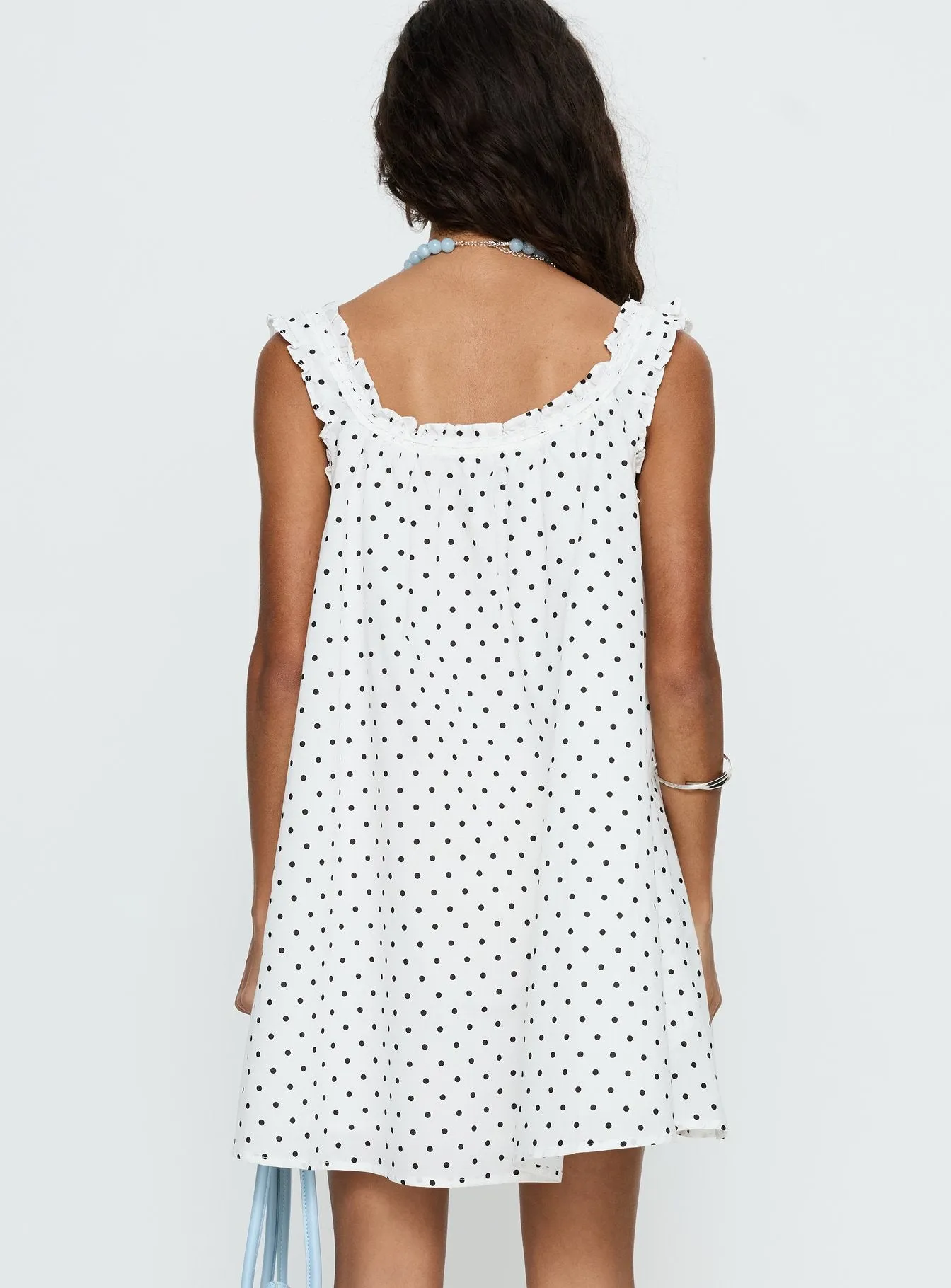 Swing Mini Dress White Polka Dot sold by Princess Polly product image thumbnail 5