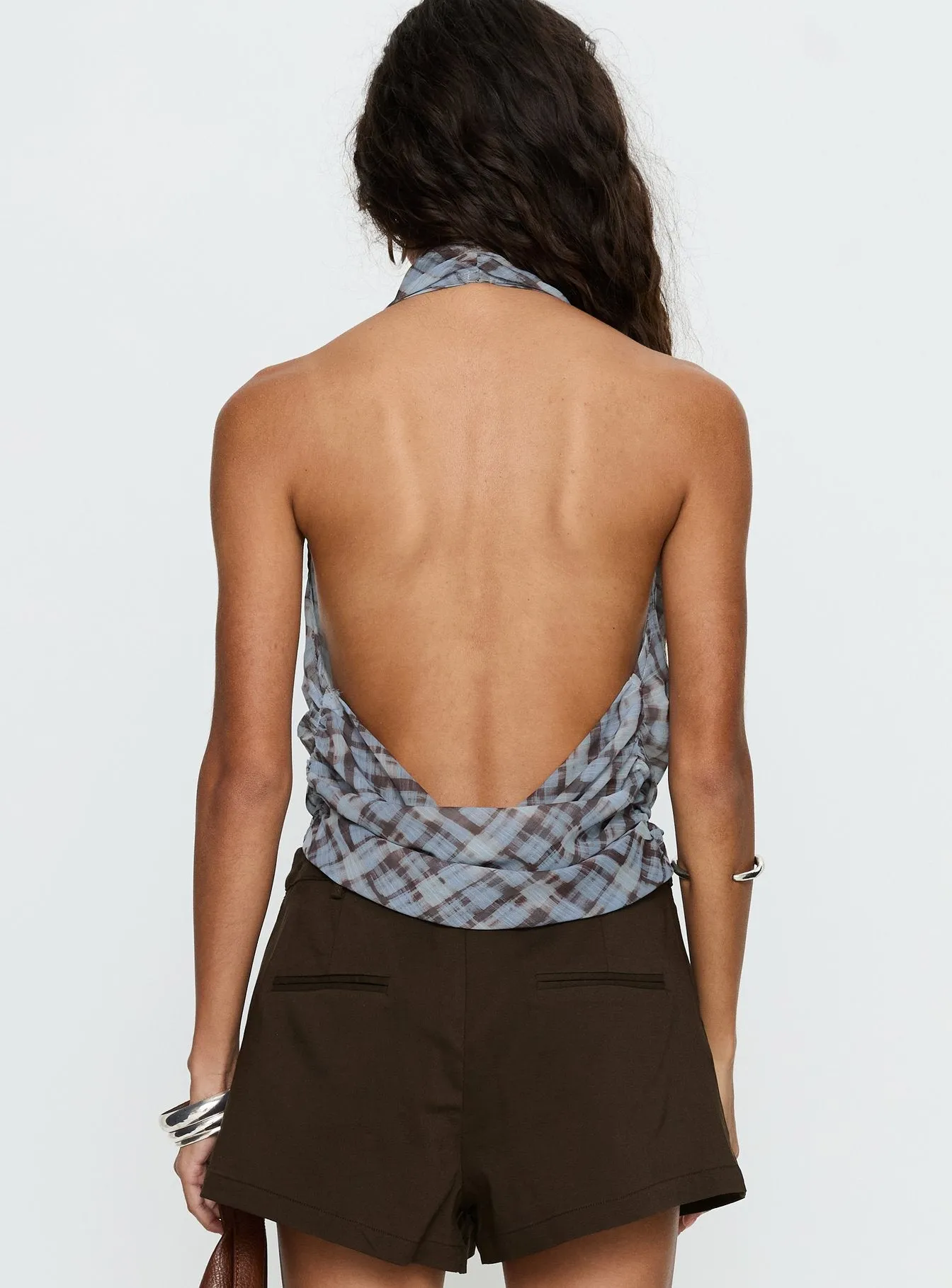 Aldana Plunge Neck Top Multi Check sold by Princess Polly product image thumbnail 5