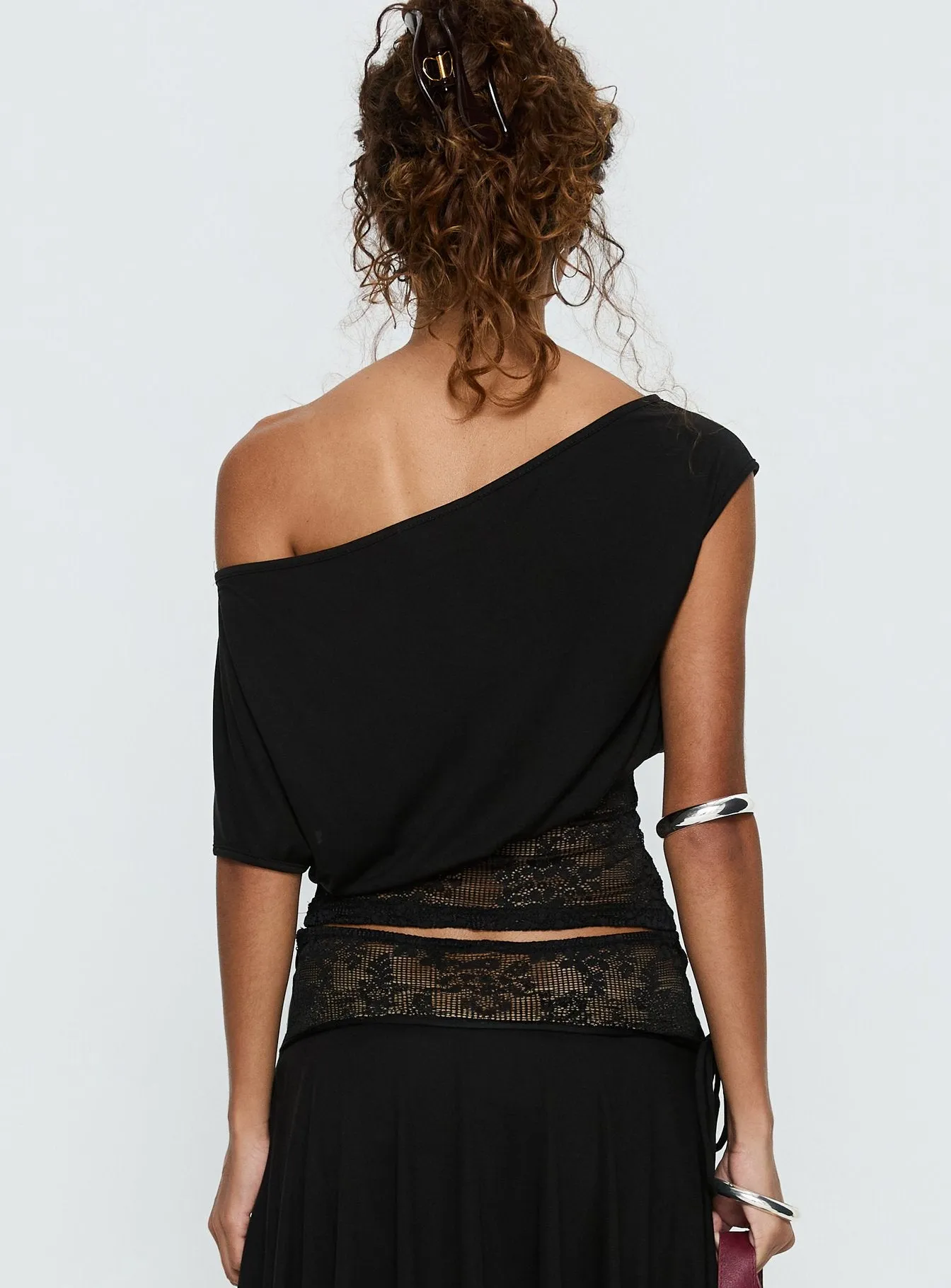 Marienna One Shoulder Lace Top Black sold by Princess Polly product image thumbnail 5
