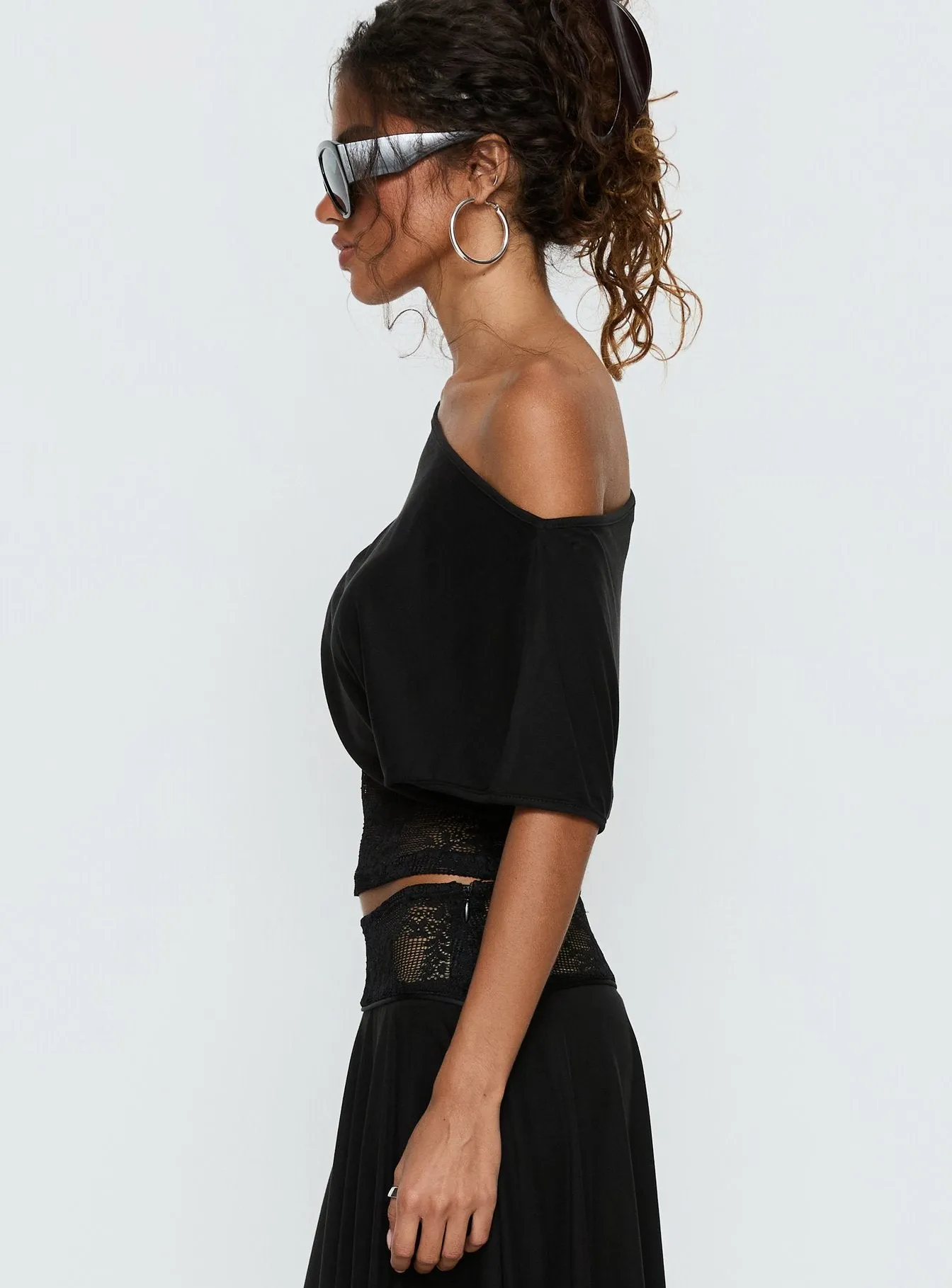 Marienna One Shoulder Lace Top Black sold by Princess Polly product image thumbnail 4