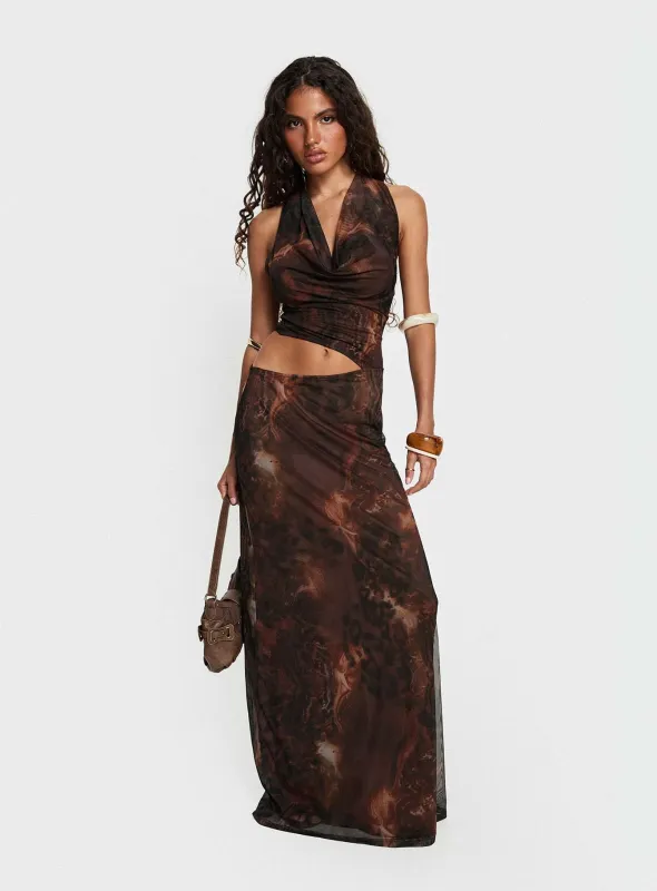 Livara Cowl Cut Out Maxi Dress Multi sold by Princess Polly