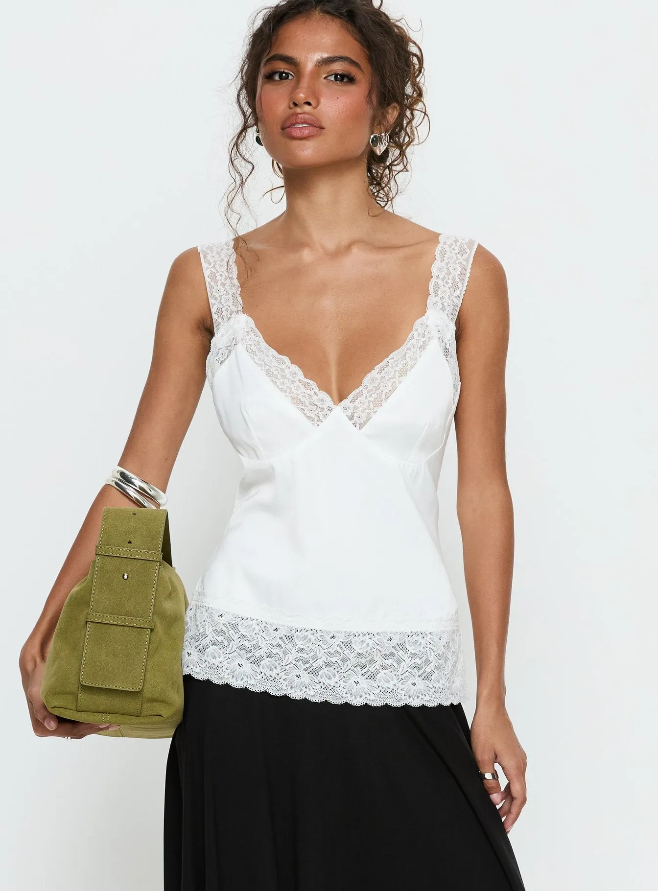 Avyra Lace Trim Cami Top White sold by Princess Polly product image thumbnail 2