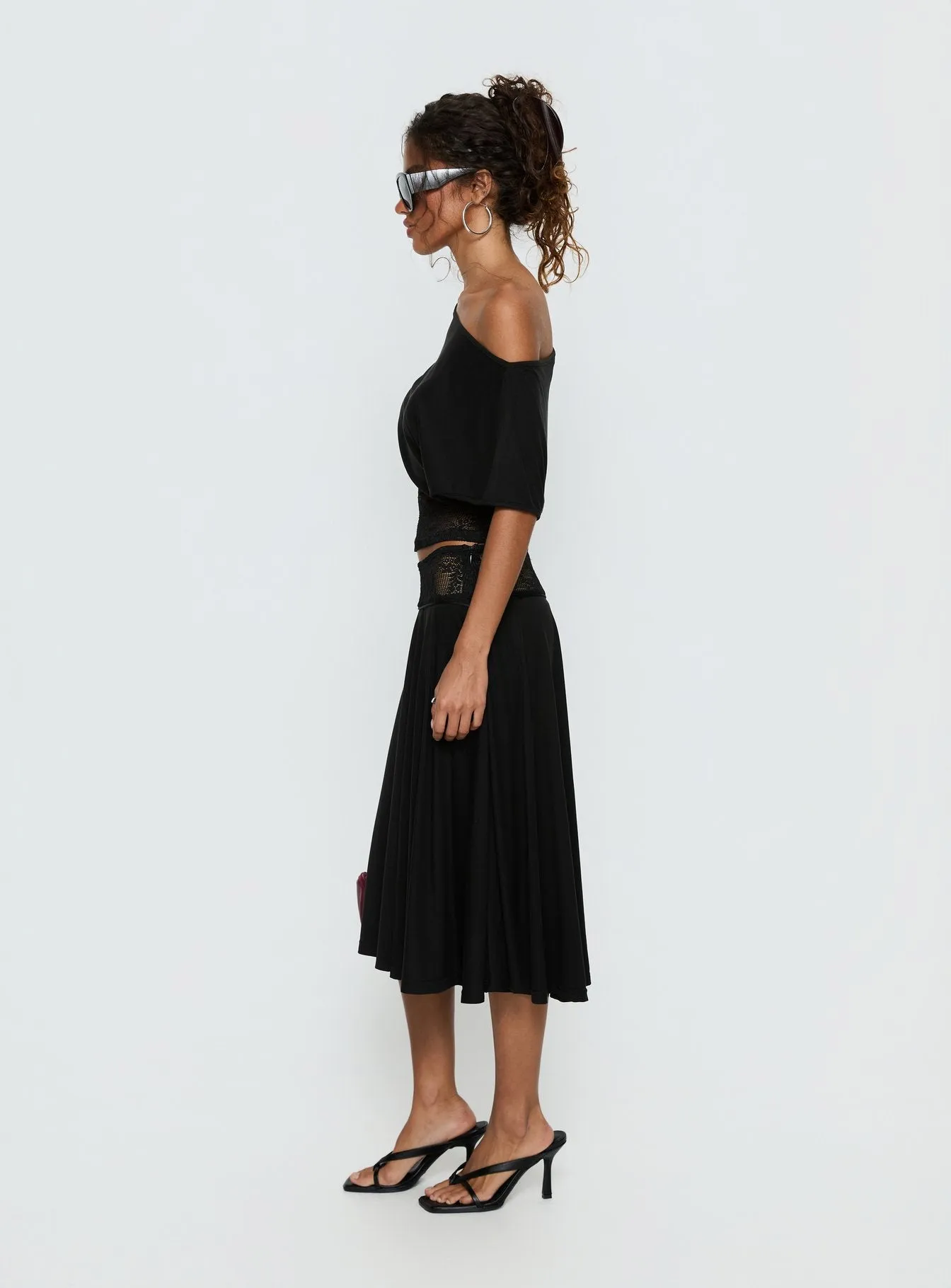 Marienna Lace Midi Skirt Black sold by Princess Polly product image thumbnail 4