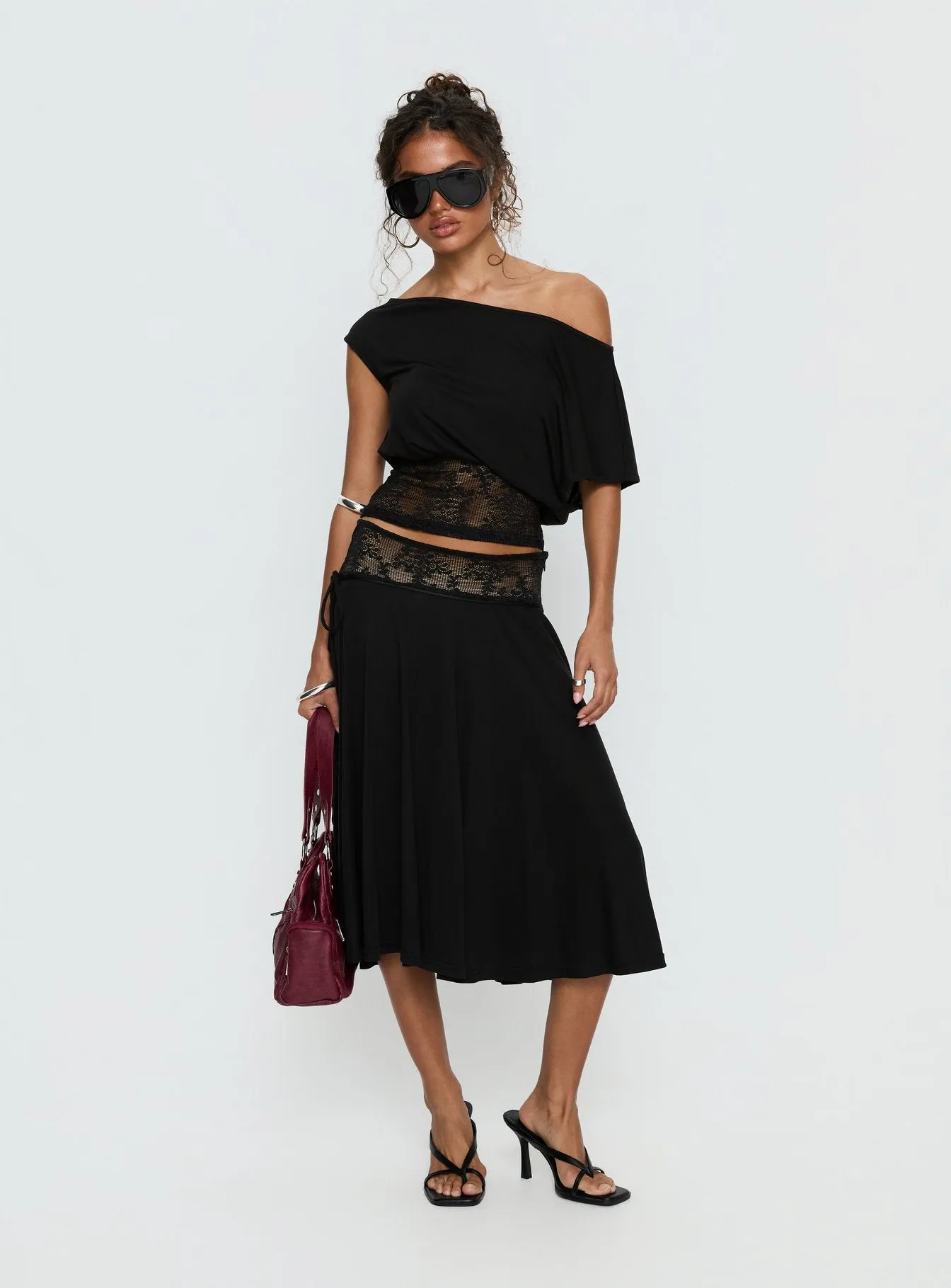 Marienna Lace Midi Skirt Black sold by Princess Polly product image thumbnail 3