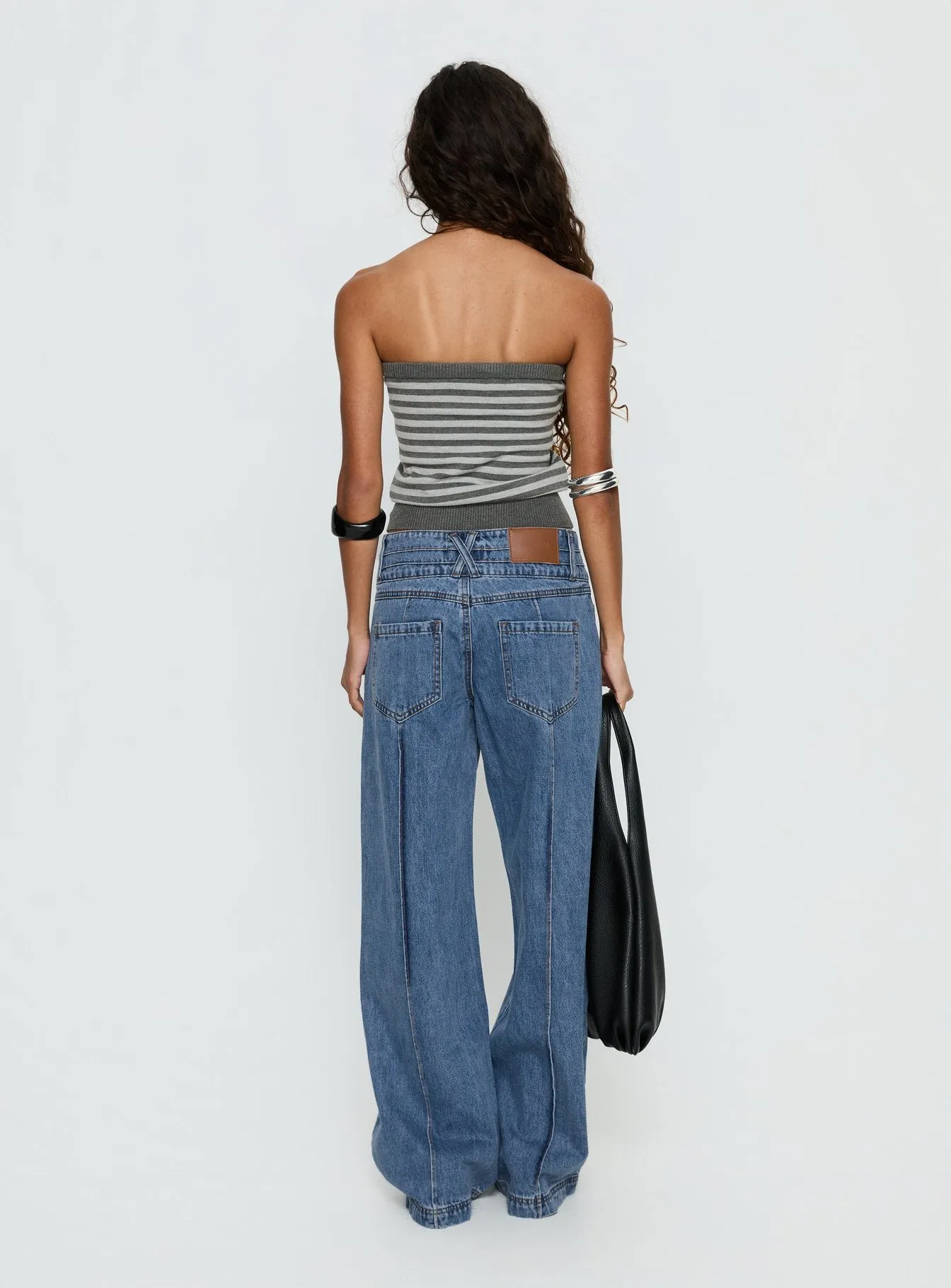 Hannalee Low Rise Wide Leg Jeans Mid Blue Wash sold by Princess Polly product image thumbnail 5