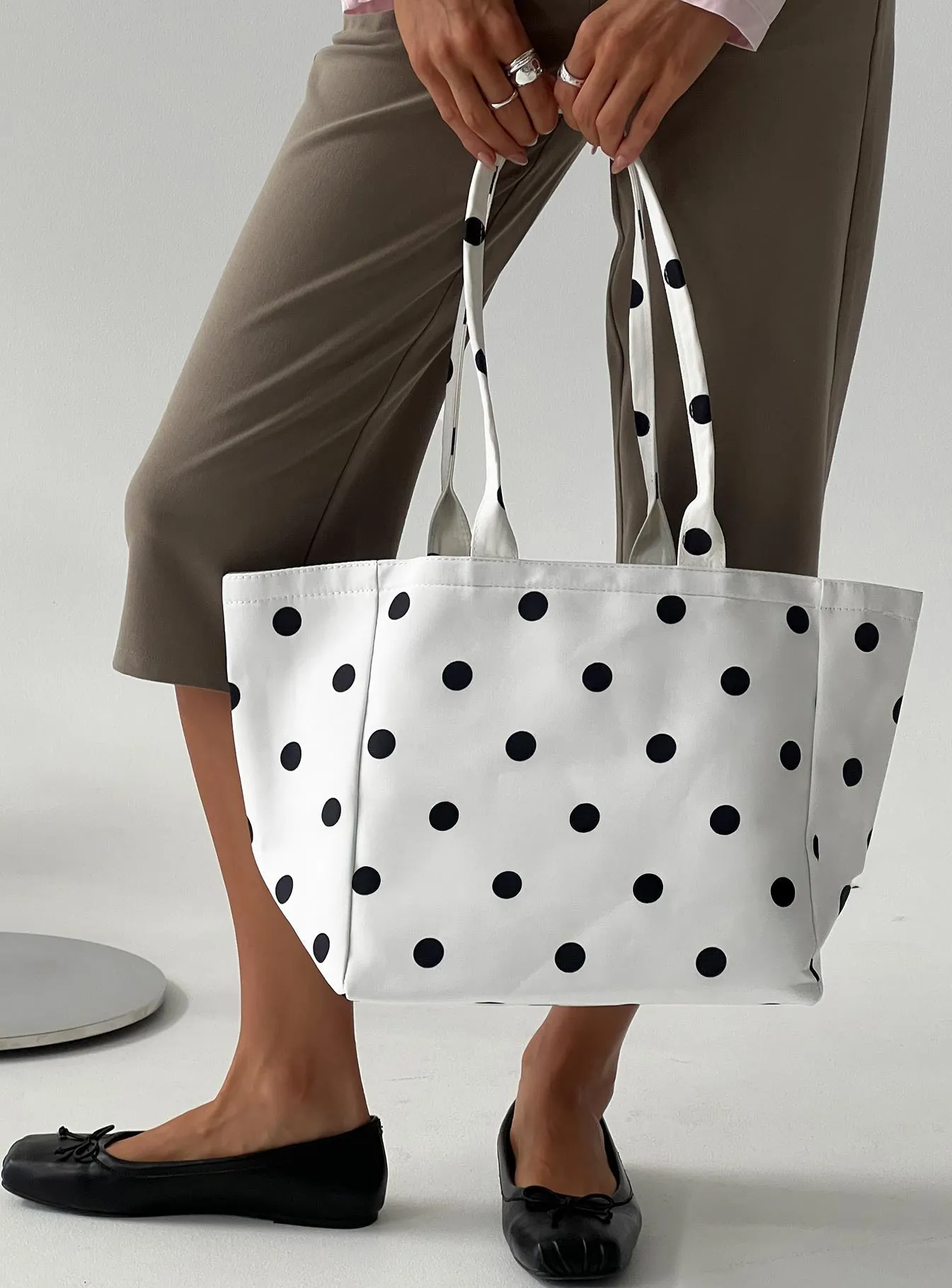 Anetta Tote Bag White Polka sold by Princess Polly