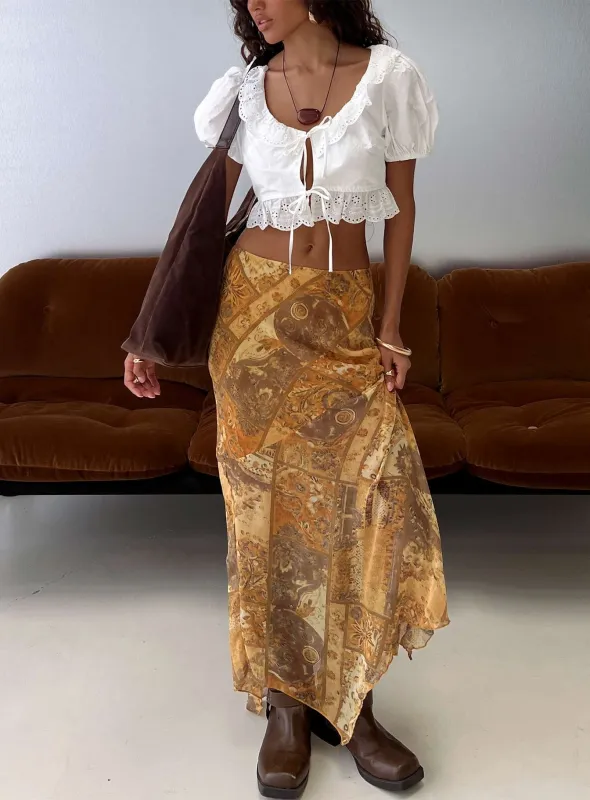 Lyanna Hanky Hem Maxi Skirt Multi sold by Princess Polly