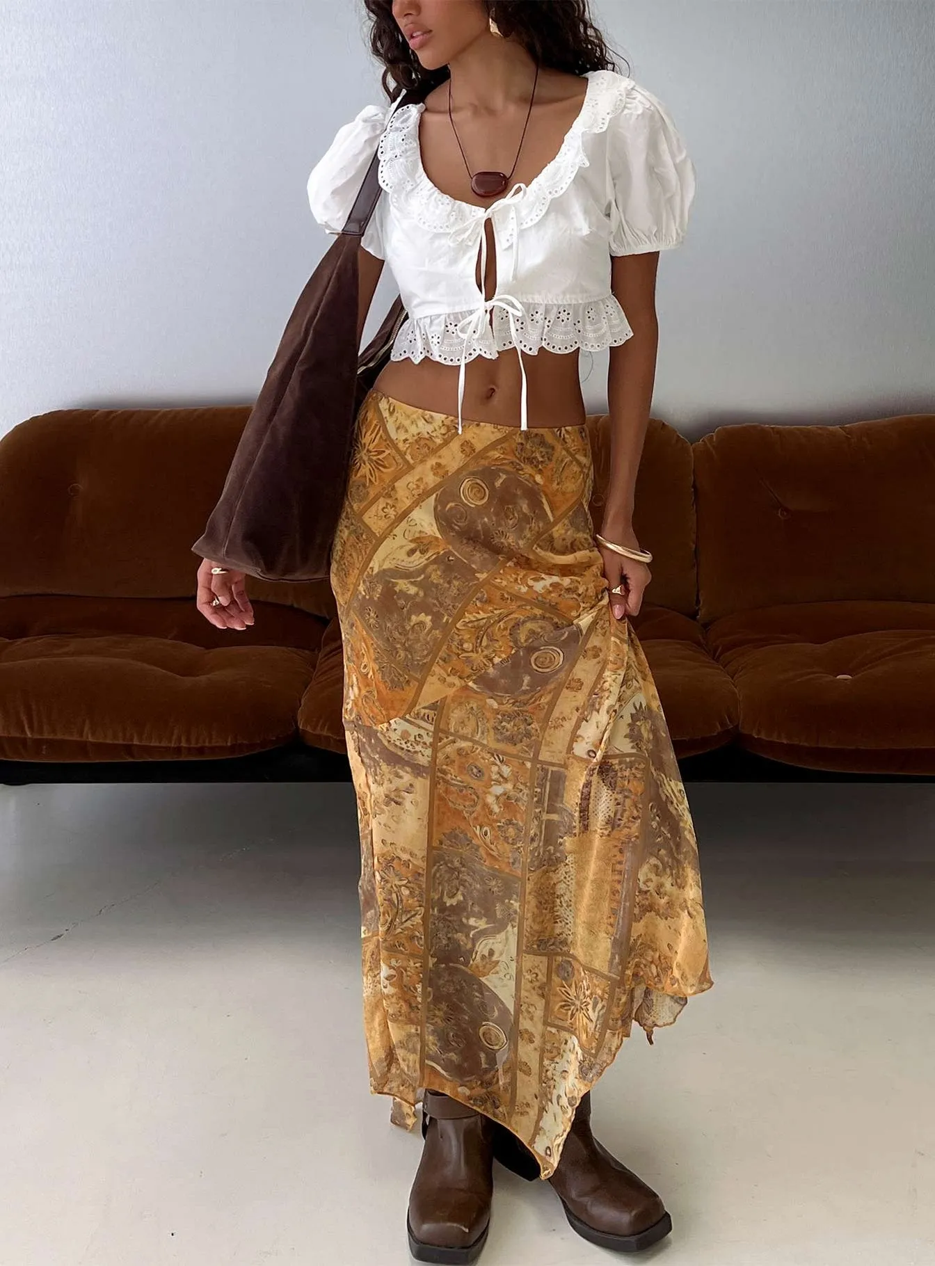 Lyanna Hanky Hem Maxi Skirt Multi sold by Princess Polly