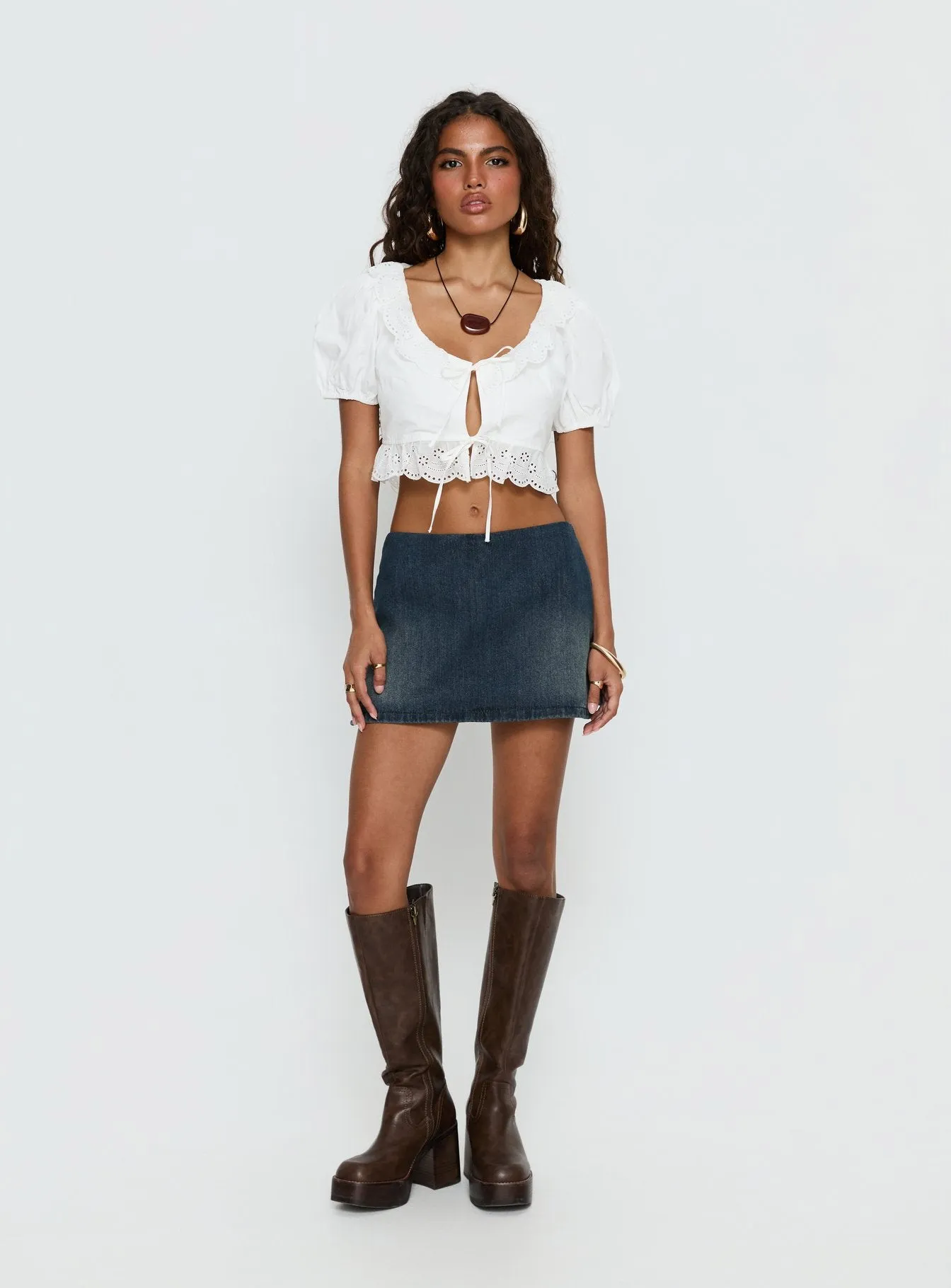 Gigi Denim Skort Dark Blue sold by Princess Polly product image thumbnail 3