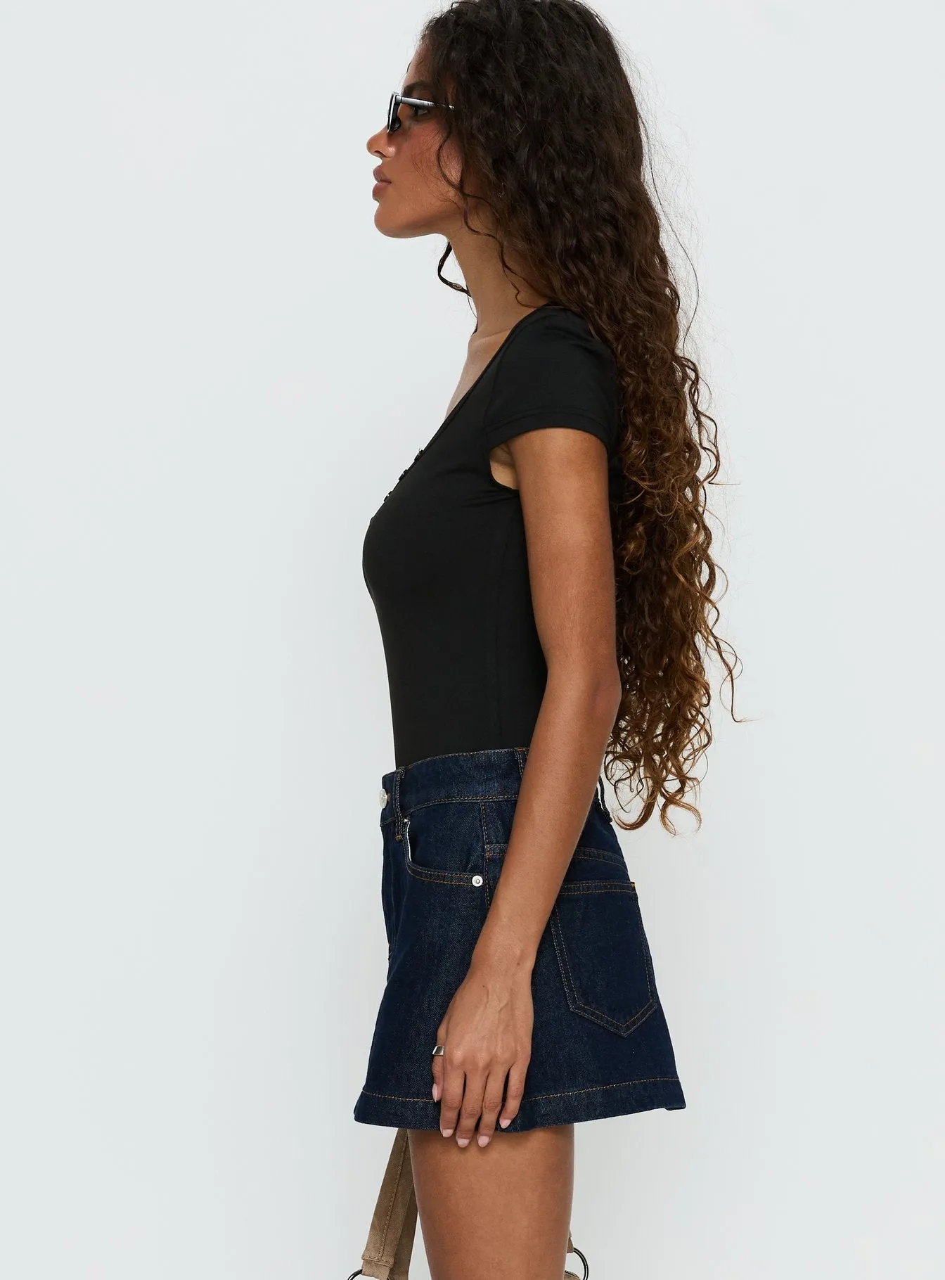 Nicolina Low Rise Denim Mini Skirt Raw Denim sold by Princess Polly product image thumbnail 4