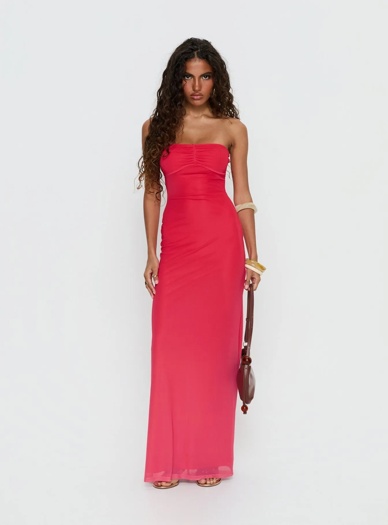 Jesemma Strapless Maxi Dress Hot Pink sold by Princess Polly product image thumbnail 2