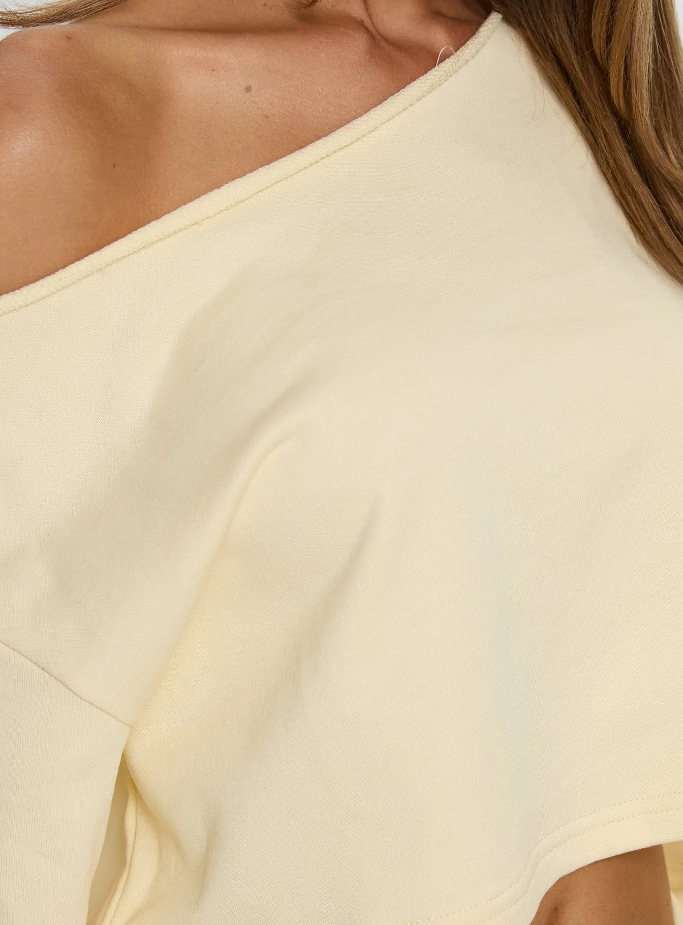 Retreat Raw Edge Off Shoulder Jumper Buttercream sold by Princess Polly product image thumbnail 5