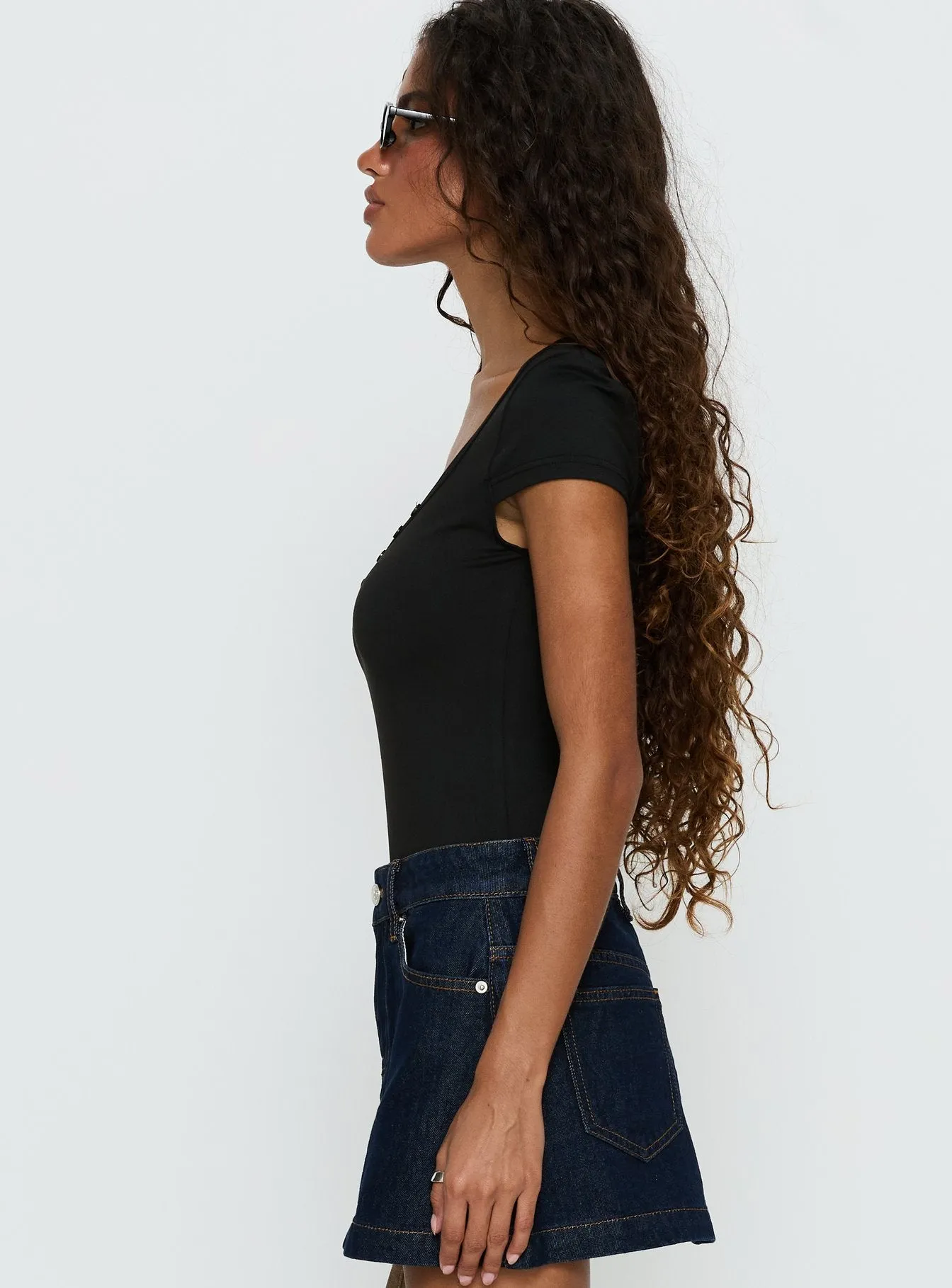 Laretta Button Up Bodysuit Black sold by Princess Polly product image thumbnail 4