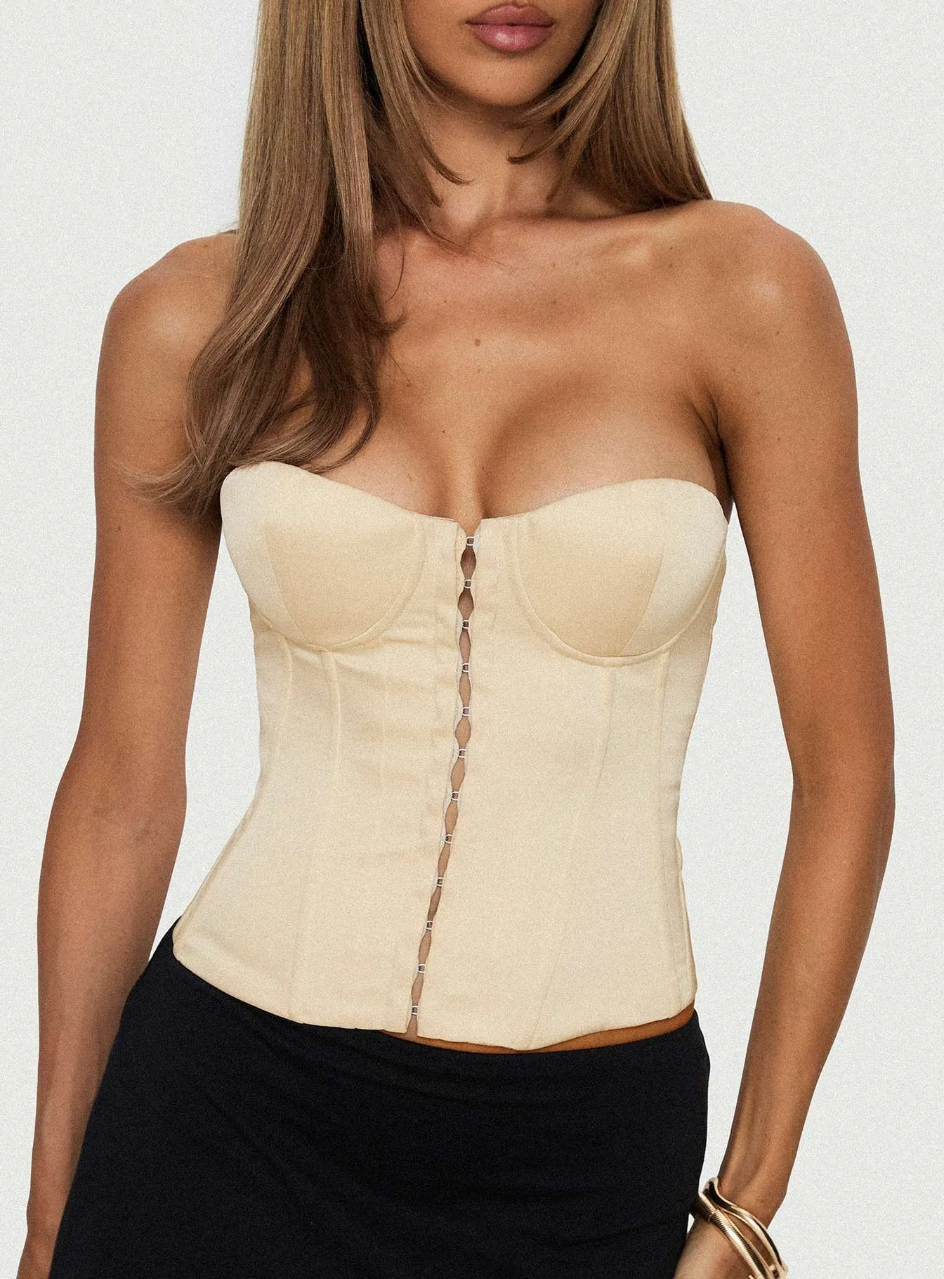 Afelia Strapless Corset Top Lemon sold by Princess Polly