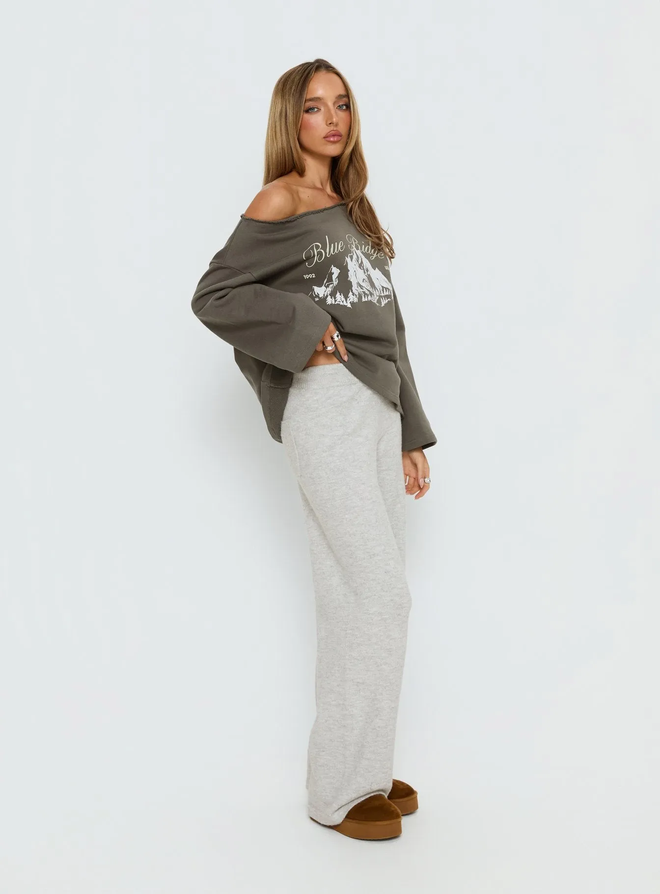 Bekki Wide Leg Knit Pant Grey Marle sold by Princess Polly product image thumbnail 4