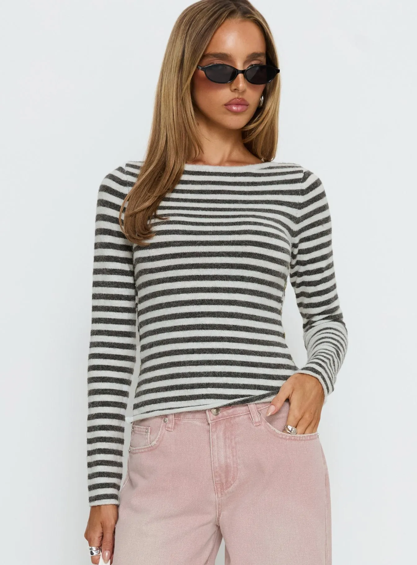 Annalyse Long Sleeve Button Detail Top Stripe sold by Princess Polly product image thumbnail 2