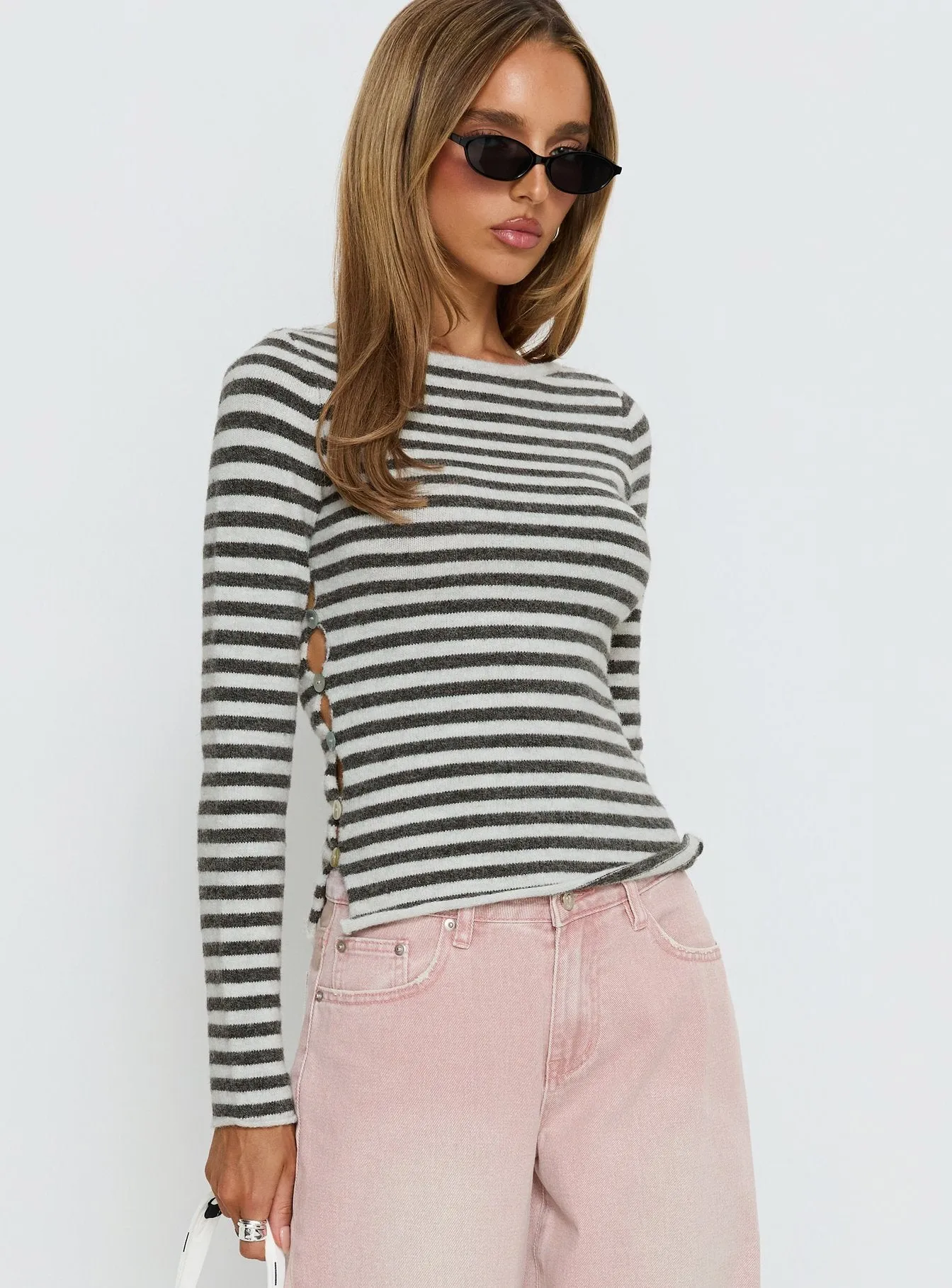 Annalyse Long Sleeve Button Detail Top Stripe sold by Princess Polly product image thumbnail 4