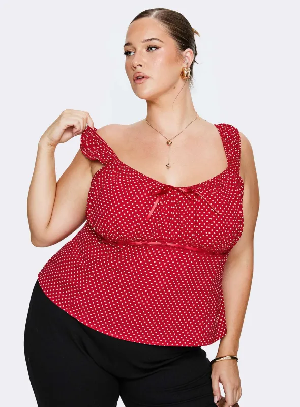 Garconne Top Red Polka Curve sold by Princess Polly
