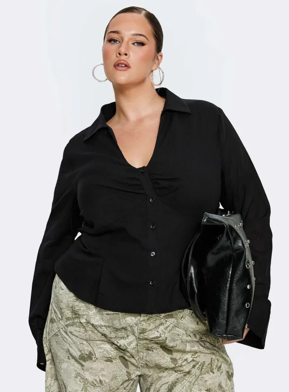 Elowenn Long Sleeve Top Black Curve sold by Princess Polly