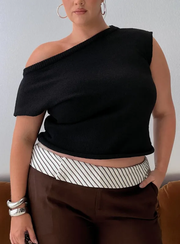 Ashfield Off Shoulder Top Black Curve sold by Princess Polly