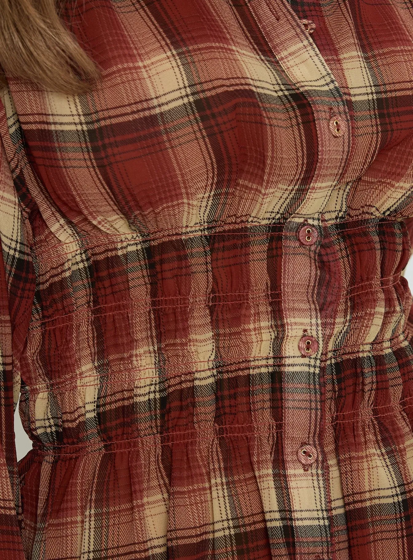 As You Are Shirred Button Up Top Red Check sold by Princess Polly product image thumbnail 5
