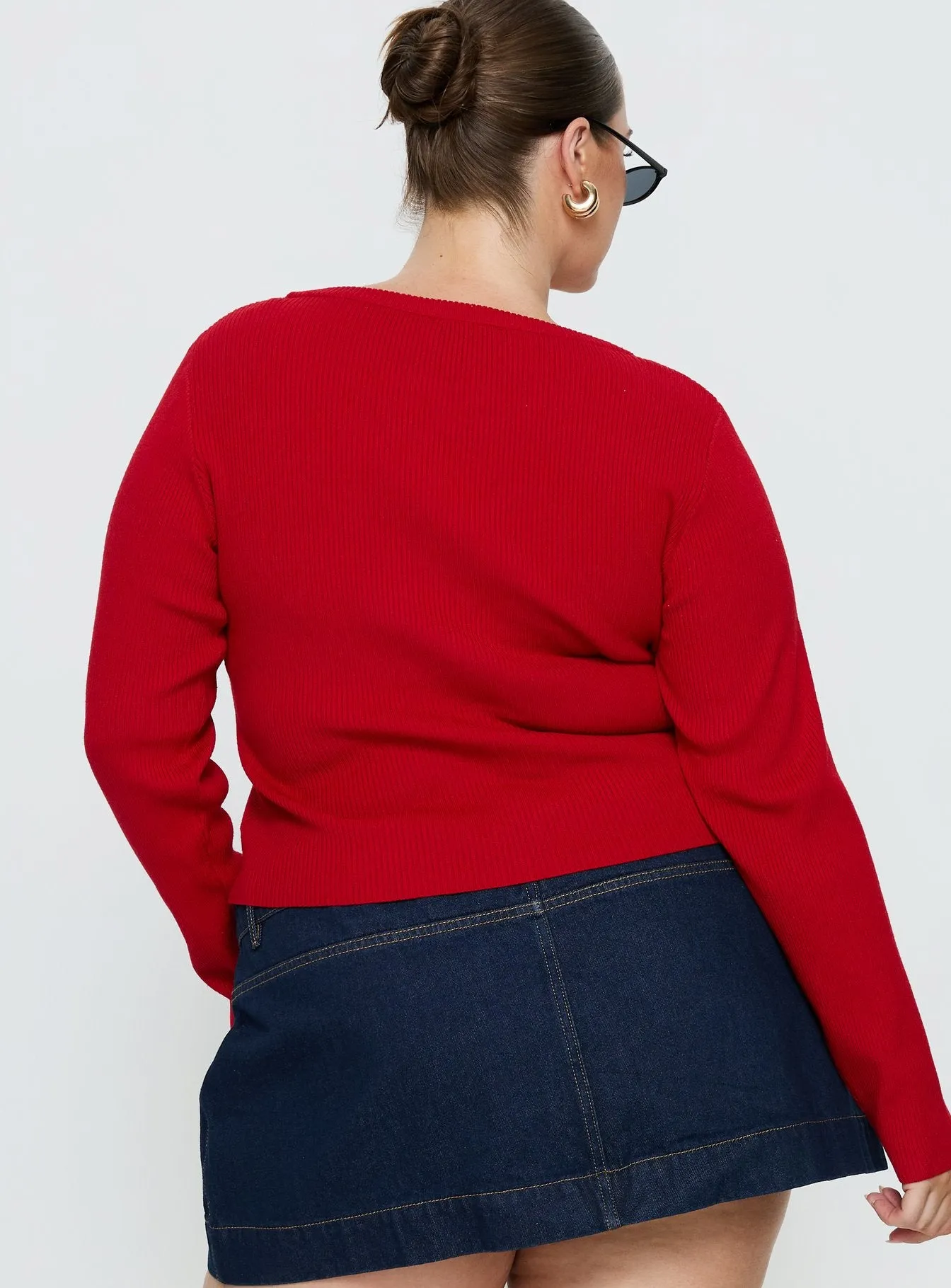 Sorenna Long Sleeve Top Red Curve sold by Princess Polly product image thumbnail 4