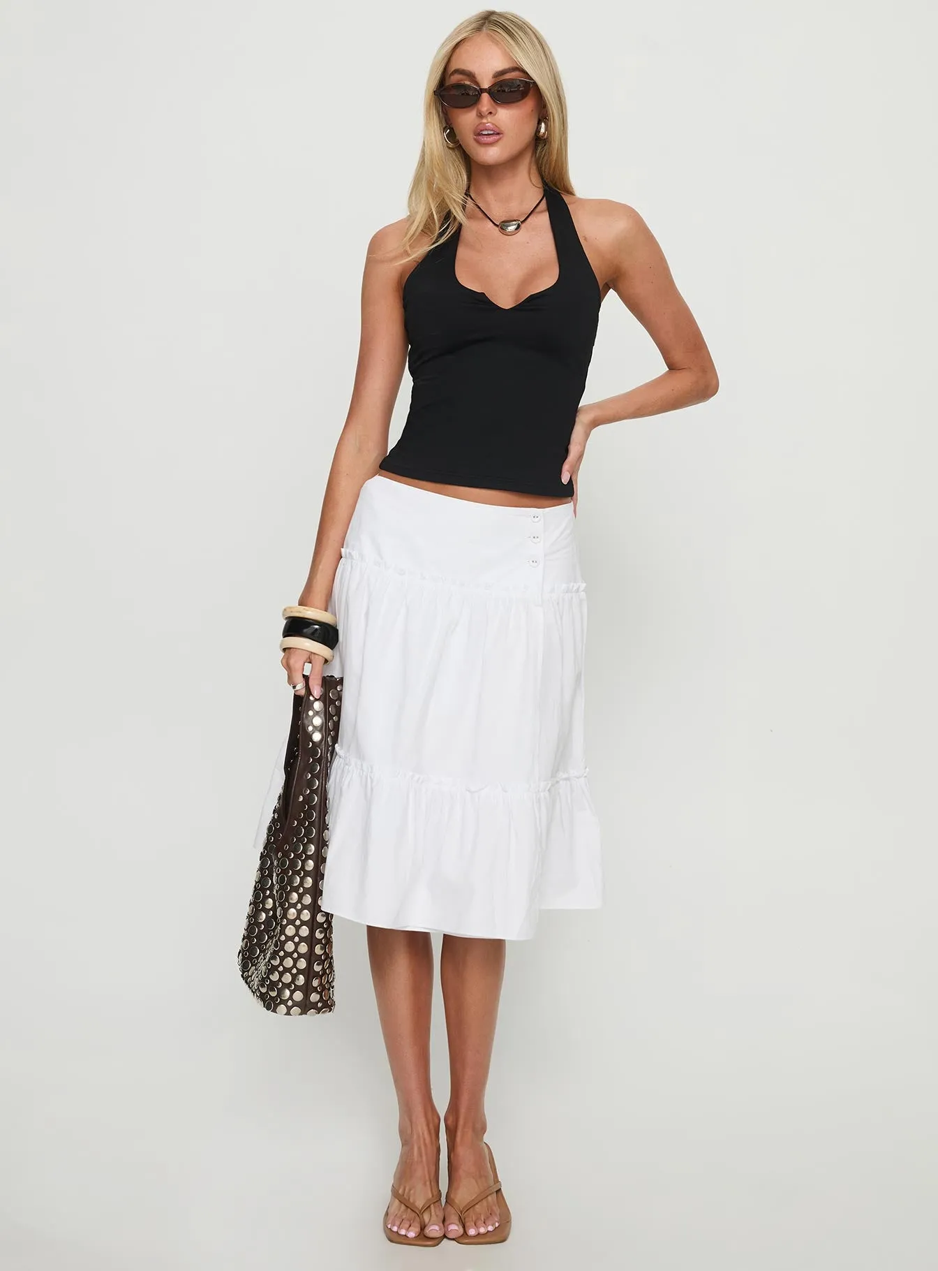 Cascades Low Rise Midi Skirt White sold by Princess Polly product image thumbnail 2