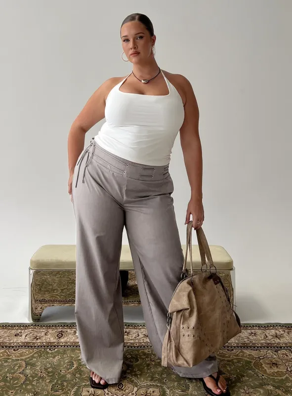 Just Have Fun Wide Leg Pant Grey Curve sold by Princess Polly
