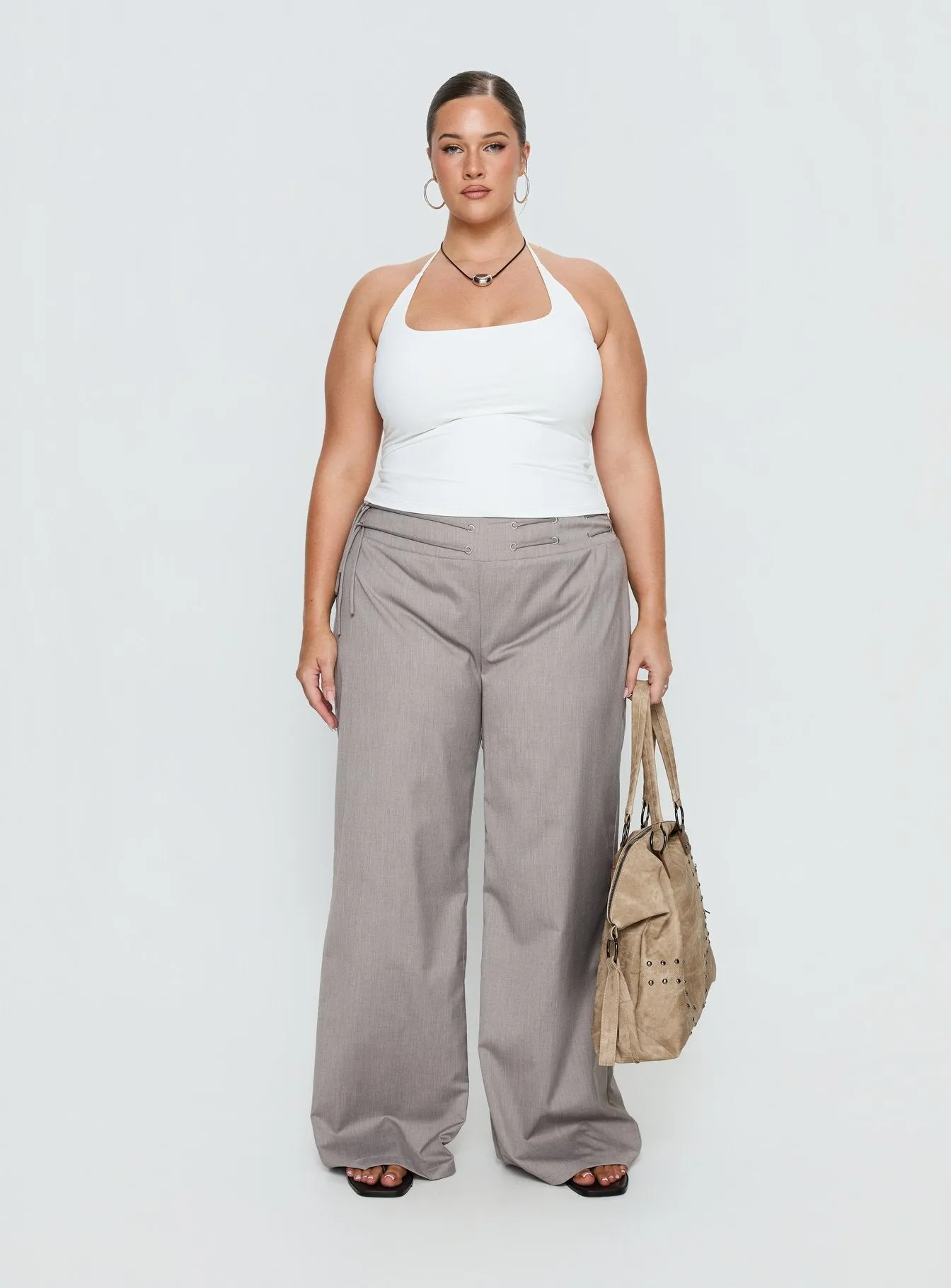 Just Have Fun Wide Leg Pant Grey Curve sold by Princess Polly product image thumbnail 3