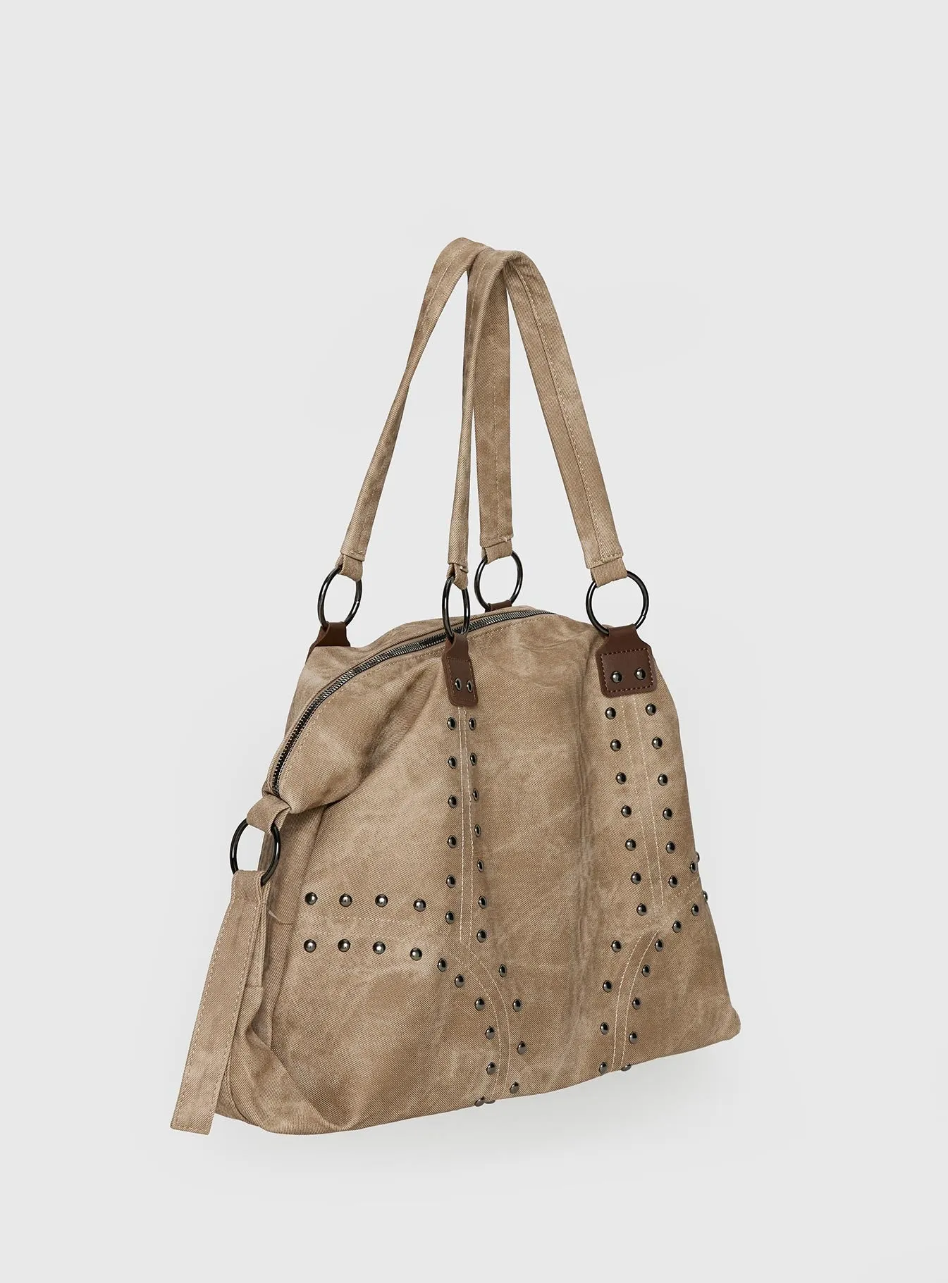 Brittin Stud Detail Shoulder Bag Beige sold by Princess Polly product image thumbnail 3