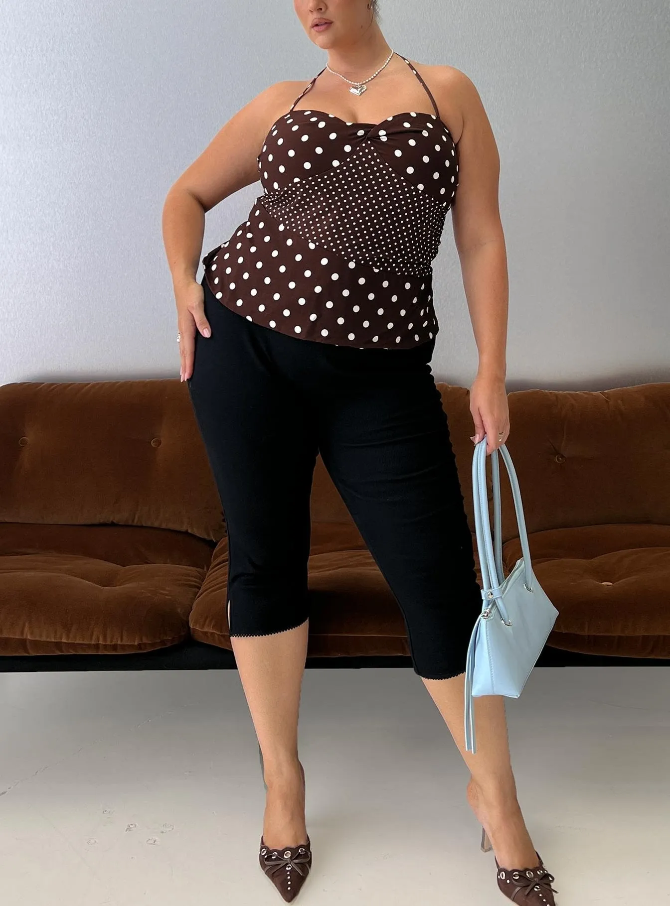 Baseline Rib Capri Pants Black Curve sold by Princess Polly