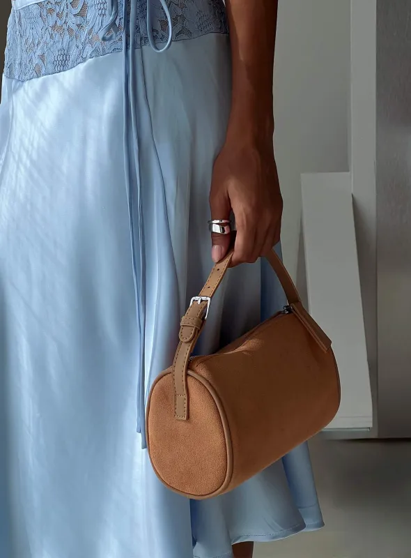 Brennah Faux Suede Shoulder Bag Tan sold by Princess Polly