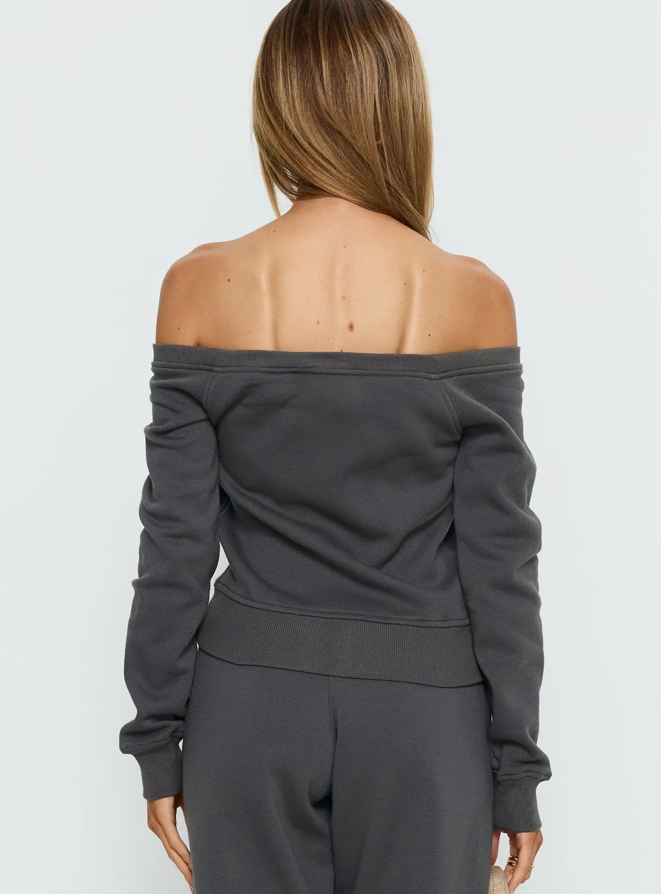 Airazo Off Shoulder Zip Through Jumper Grey sold by Princess Polly product image thumbnail 5