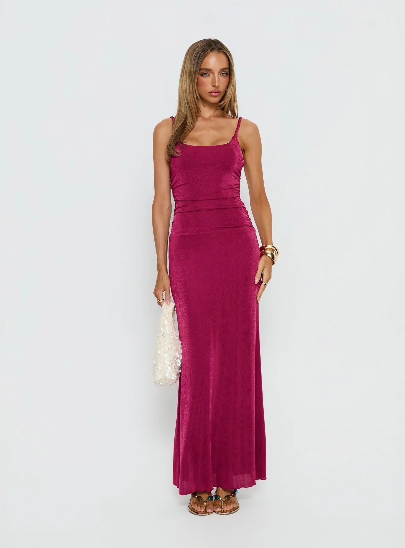 Lavonne Ruched Maxi Dress Plum sold by Princess Polly product image thumbnail 2