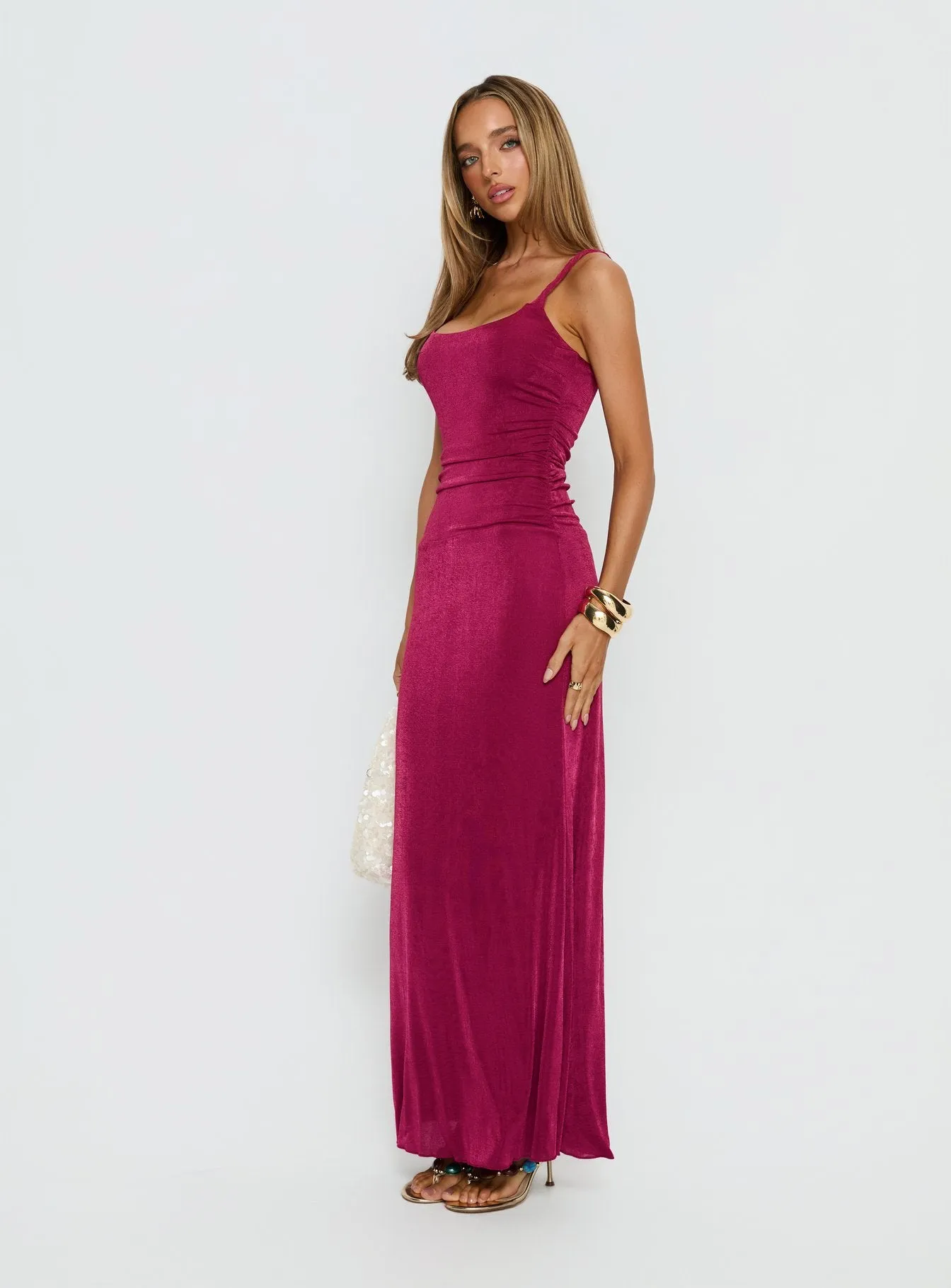 Lavonne Ruched Maxi Dress Plum sold by Princess Polly product image thumbnail 3
