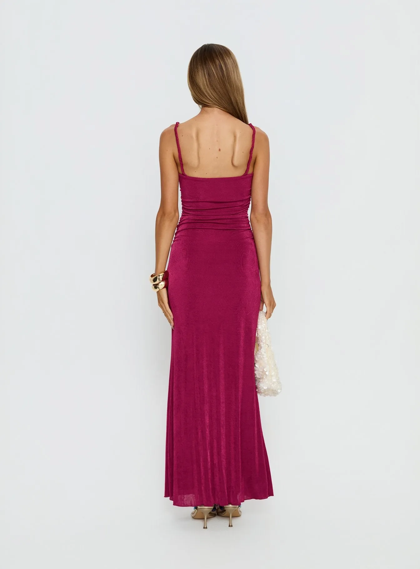Lavonne Ruched Maxi Dress Plum sold by Princess Polly product image thumbnail 4