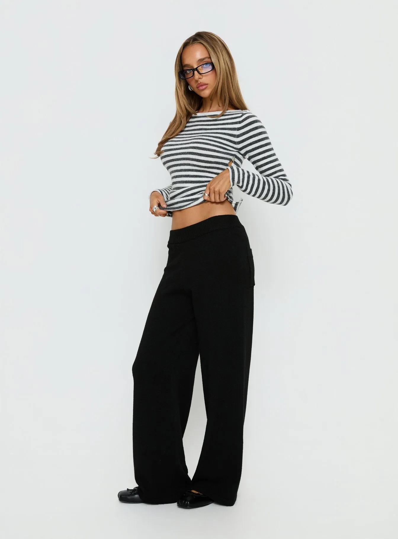 Bekki Wide Leg Knit Pant Black sold by Princess Polly product image thumbnail 3