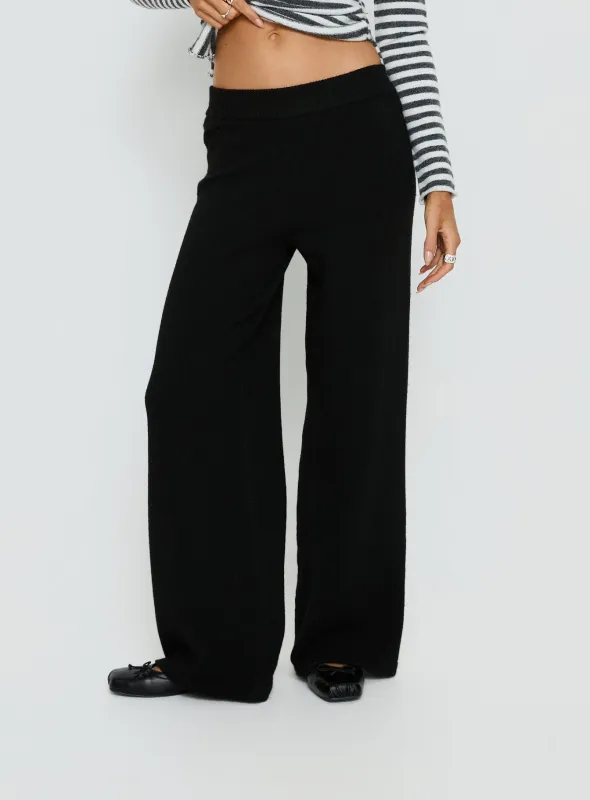 Bekki Wide Leg Knit Pant Black sold by Princess Polly