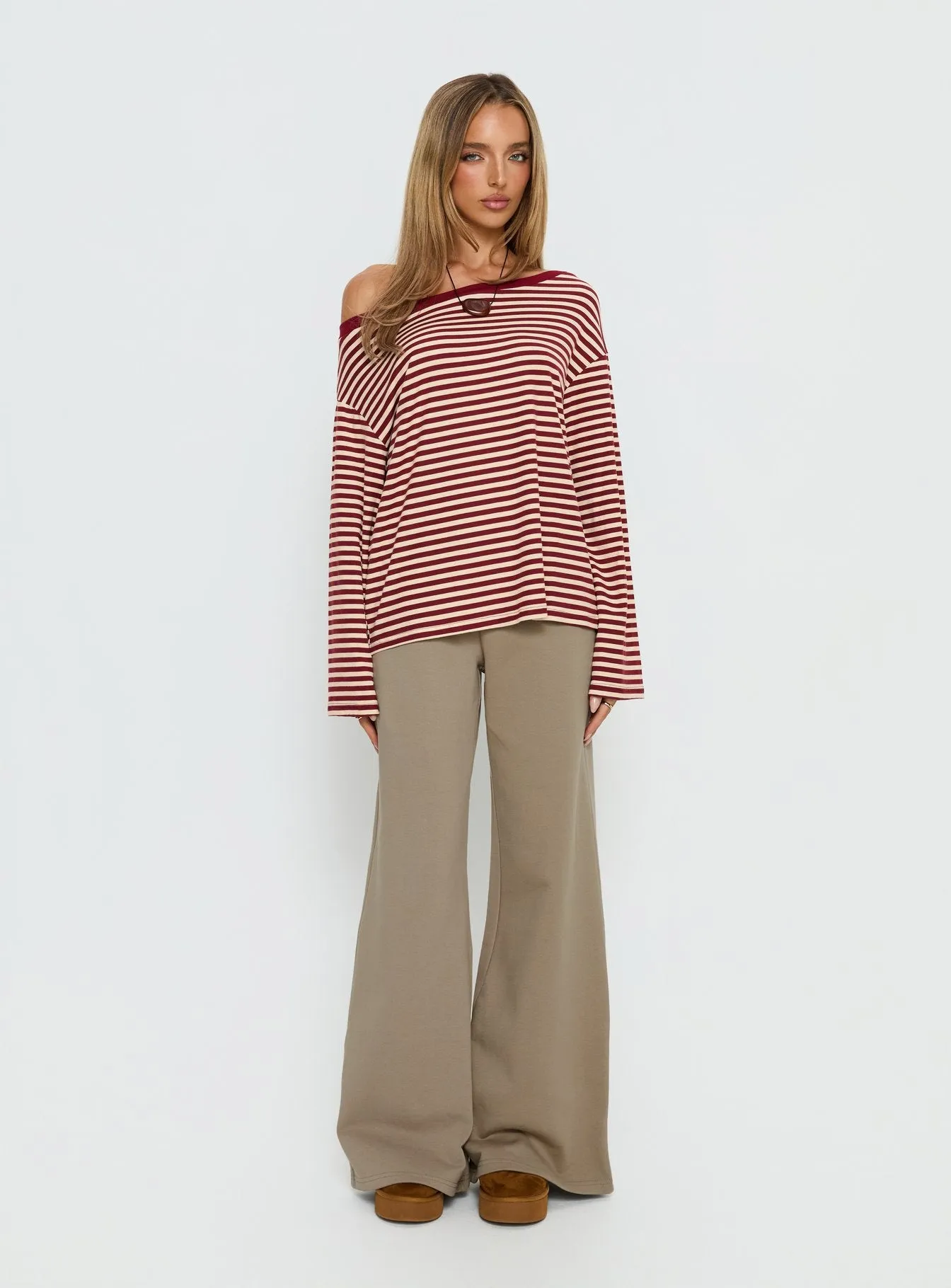 Ralyssa Off Shoulder Long Sleeve Top Red Stripe sold by Princess Polly product image thumbnail 3